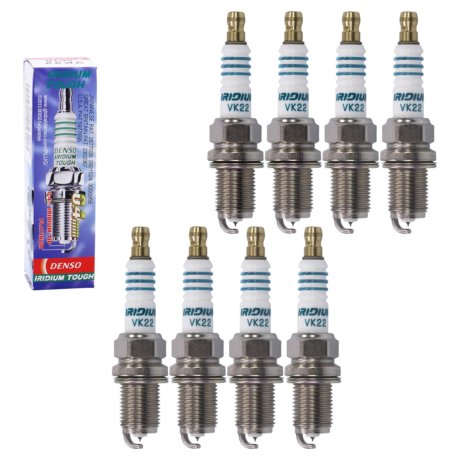 Denso 8x Zündkerze Iridium Tough VK22 [Hersteller-Nr. VK22] für Porsche, Audi, Alpina