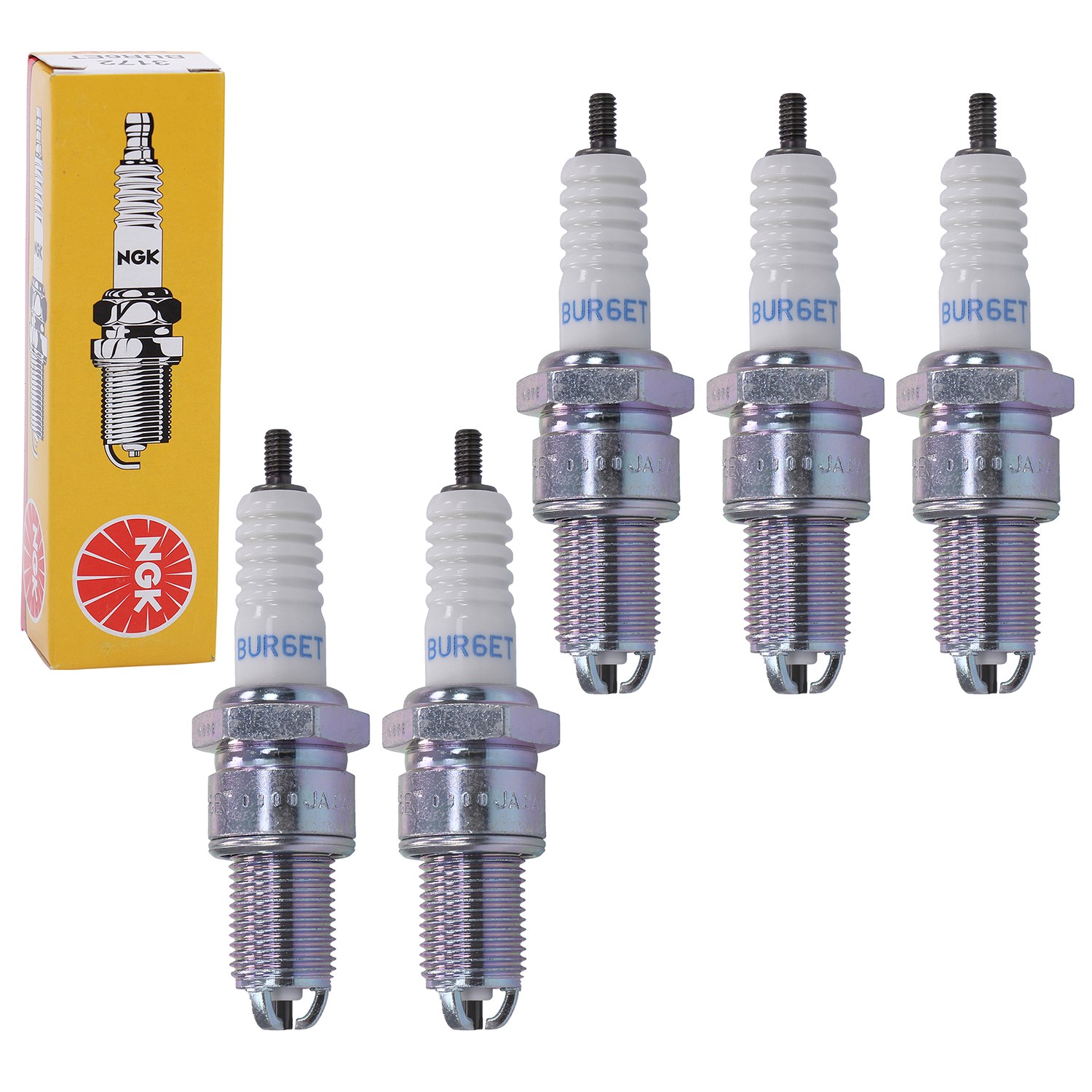 Ngk 5x Zündkerze BUR6ET [Hersteller-Nr. 3172] für Audi, VW