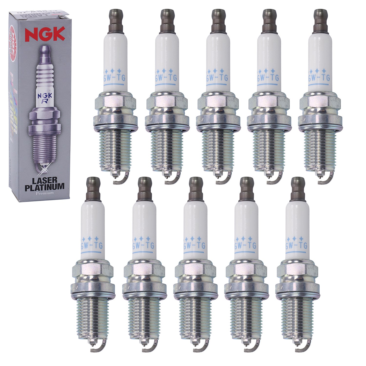 Ngk 10x Zündkerze PFR6W-TG [Hersteller-Nr. 5547] für Audi