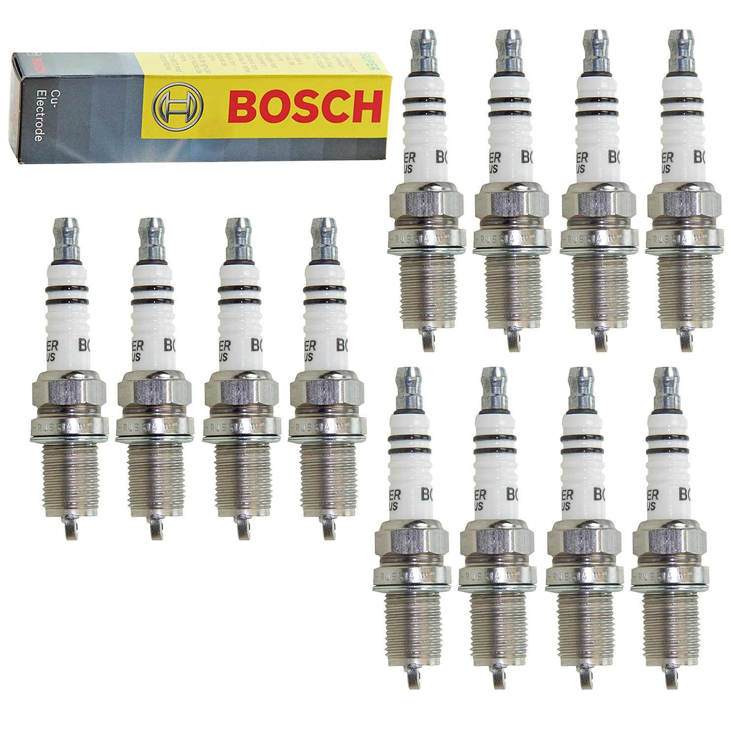 Bosch 12x Zündkerze FR8DC+ [Hersteller-Nr. 0242229659] für Daewoo, Mercedes-Benz, Pontiac