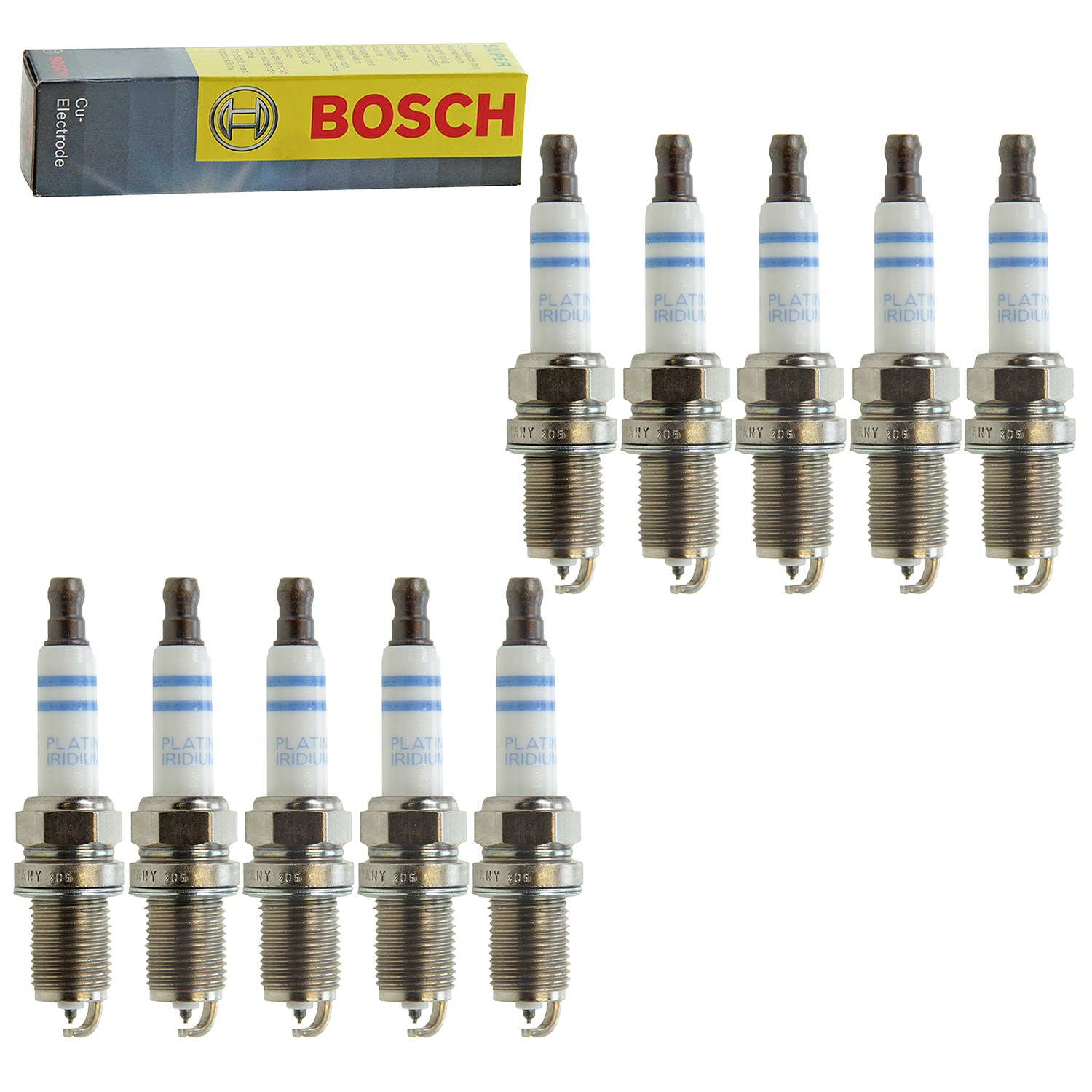 Bosch 10x Zündkerze Doppelplatin FR5KPP332S [Hersteller-Nr. 0242245576] für VW, Audi