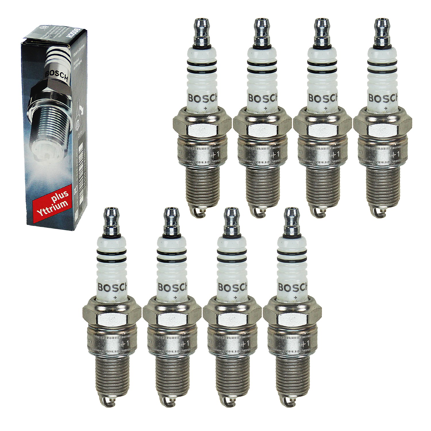 Bosch 8x Zündkerze WR7DC+ [Hersteller-Nr. 0242235663] für Mercedes-Benz, Aston Martin, Mg, Maserati, Rover, Porsche, Land Rover