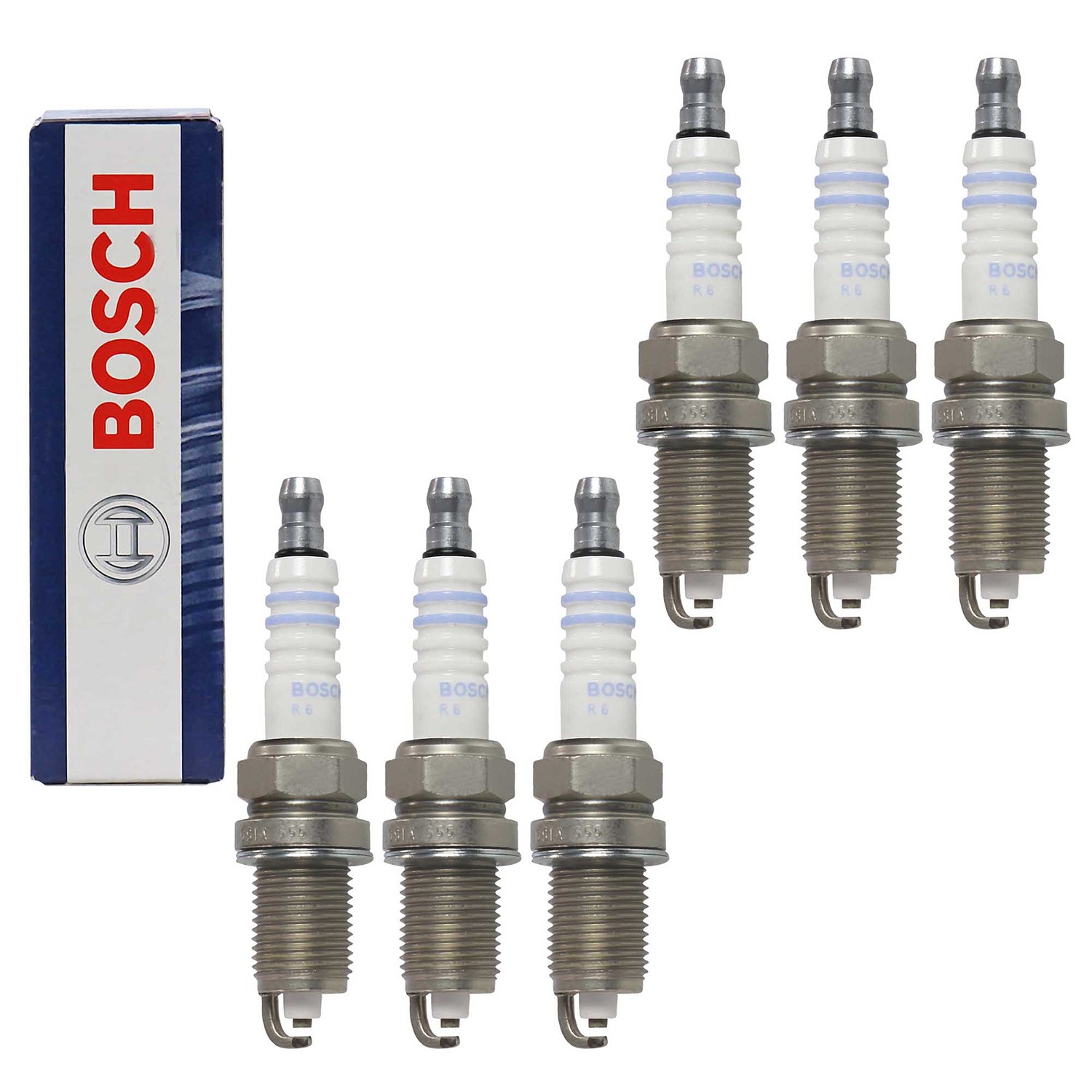 Bosch 6x Zündkerze FR7LCX+ [Hersteller-Nr. 0242236542] für Mazda, Dodge, Jeep
