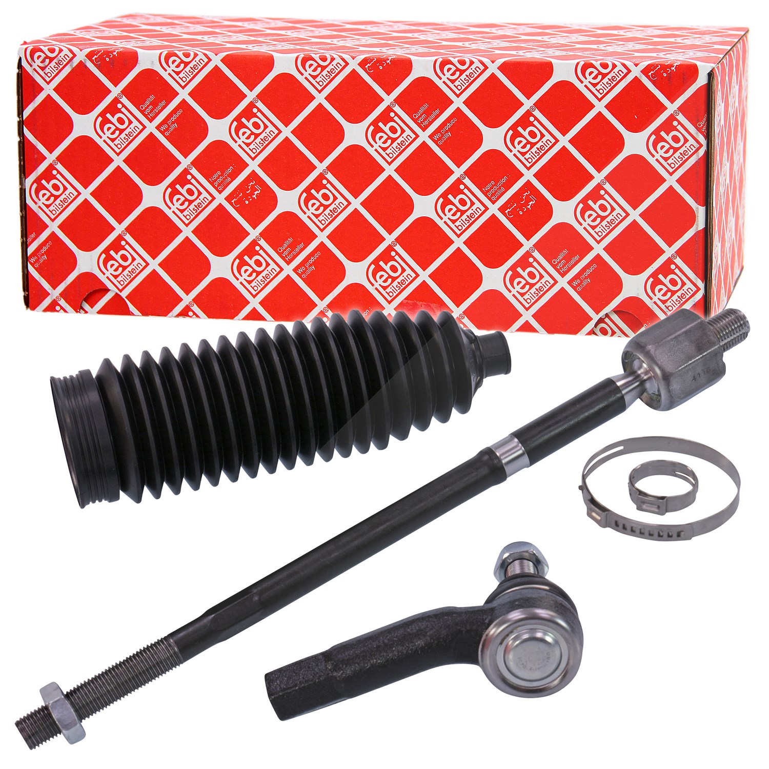 Febi Bilstein 1x Spurstange inkl. Lenkmanschette [Hersteller-Nr. 44342] für Audi, VW, Skoda, Seat