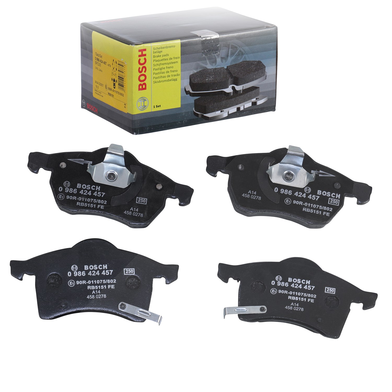 Bosch Bremsbeläge vorne (Satz) [Hersteller-Nr. 0986424457] für Opel, Chevrolet, Vauxhall