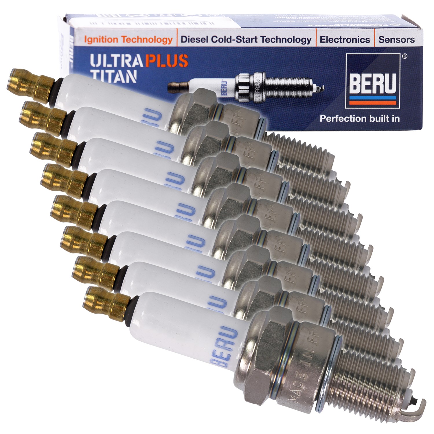 Beru 8x Zündkerze UPT8 [Hersteller-Nr. UPT8] für Bentley, Mg, Mercedes-Benz, Aston Martin, Maserati, Rover, Ferrari, Land Rover, Porsche, Alfa Romeo,