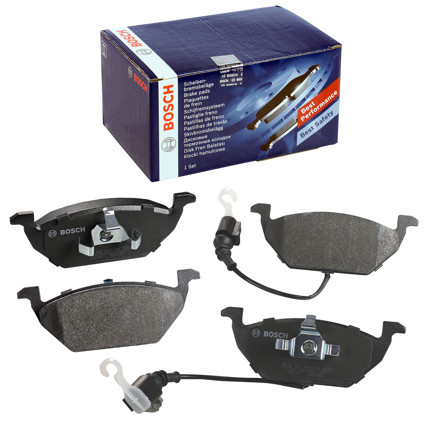 Bosch Bremsbeläge vorne (Satz) [Hersteller-Nr. 0986494524] für Audi, Skoda, VW, Seat