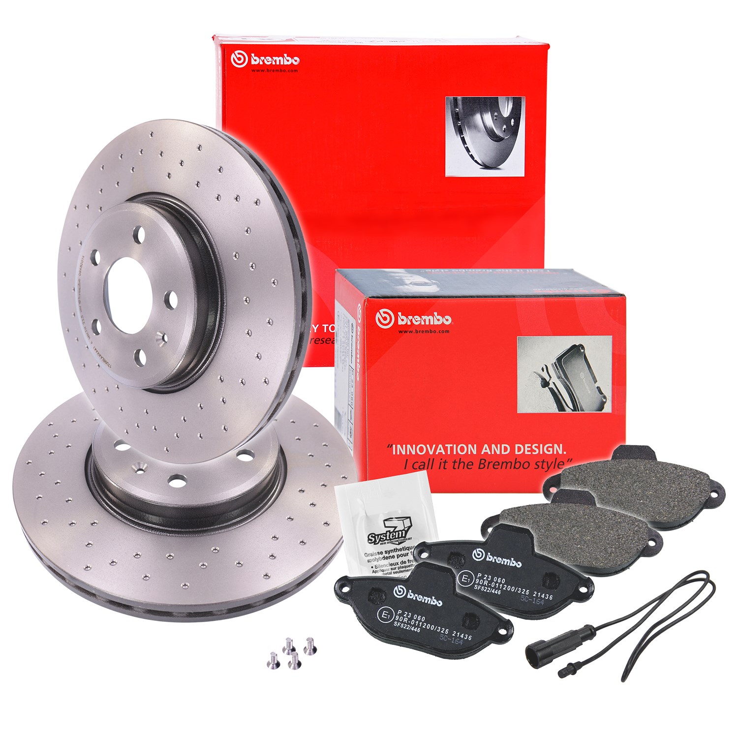 Brembo Bremsscheiben Xtra Line+Bremsbeläge Vorne [Hersteller-Nr. 10698998] für Audi