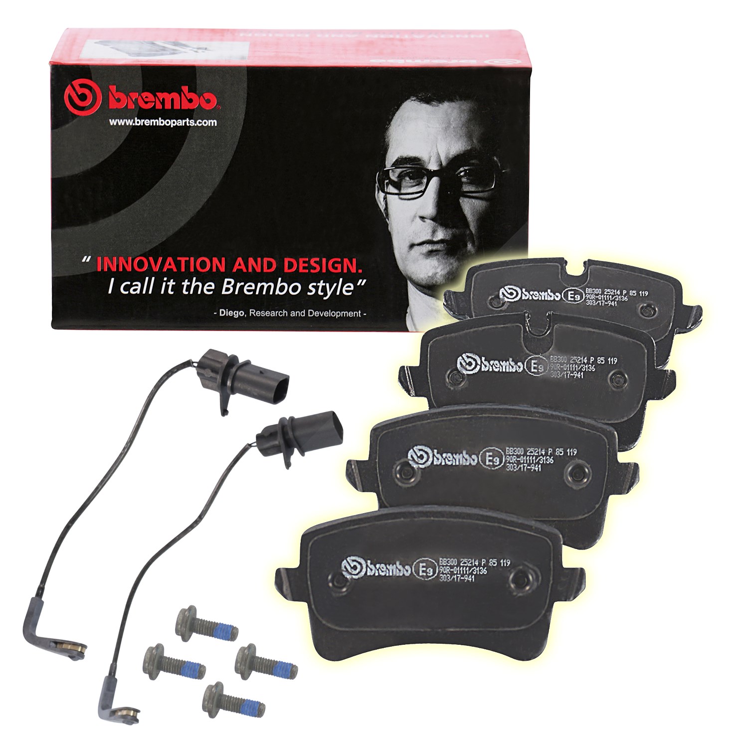 Brembo Bremsbelagsatz Hinterachse [Hersteller-Nr. P85119] für Porsche, Audi