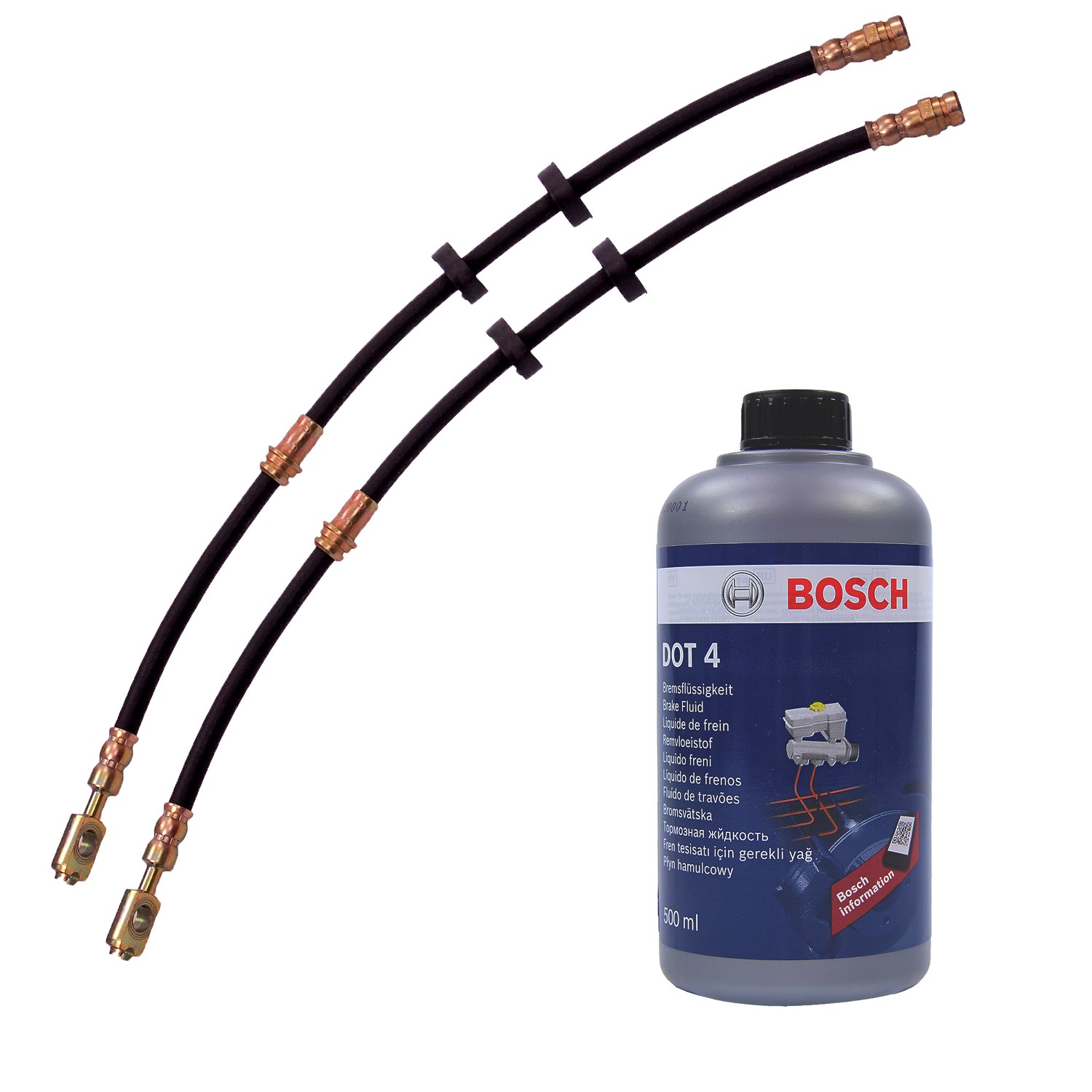 Bestprice 2x Bremsschlauch vorne + 500ml Bremsflüssigkeit [Hersteller-Nr. 31294165] für VW, Skoda, Seat