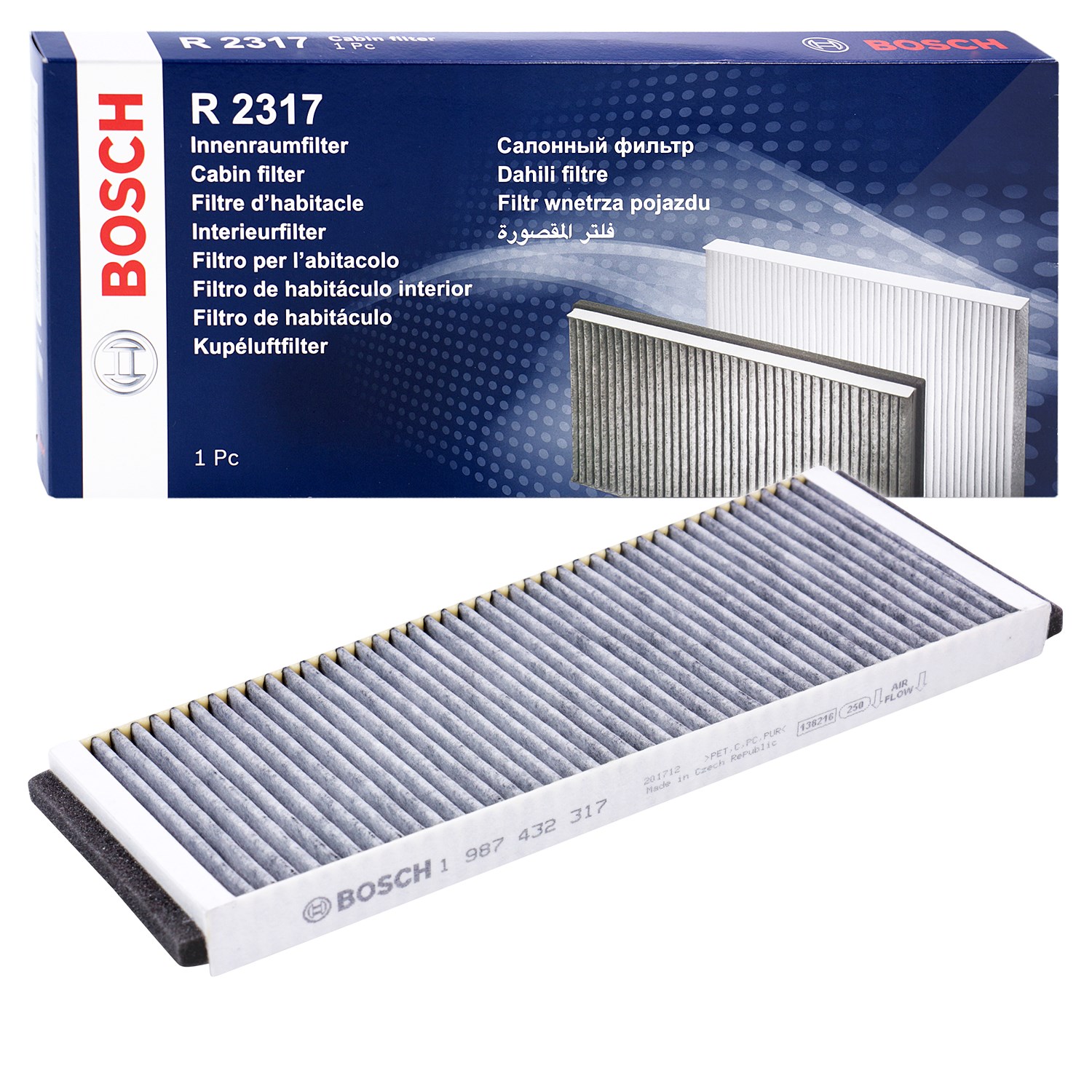 Bosch Innenraumfilter (Pollenfilter) mit Aktivkohle [Hersteller-Nr. 1987432317] für Audi, VW