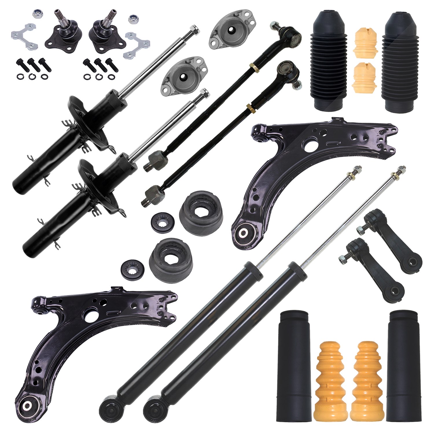 Bestprice 4x Stossdämpfer-Set inkl. Fahrwerkskomponenten [Hersteller-Nr. 31407129] für Skoda, Seat, VW