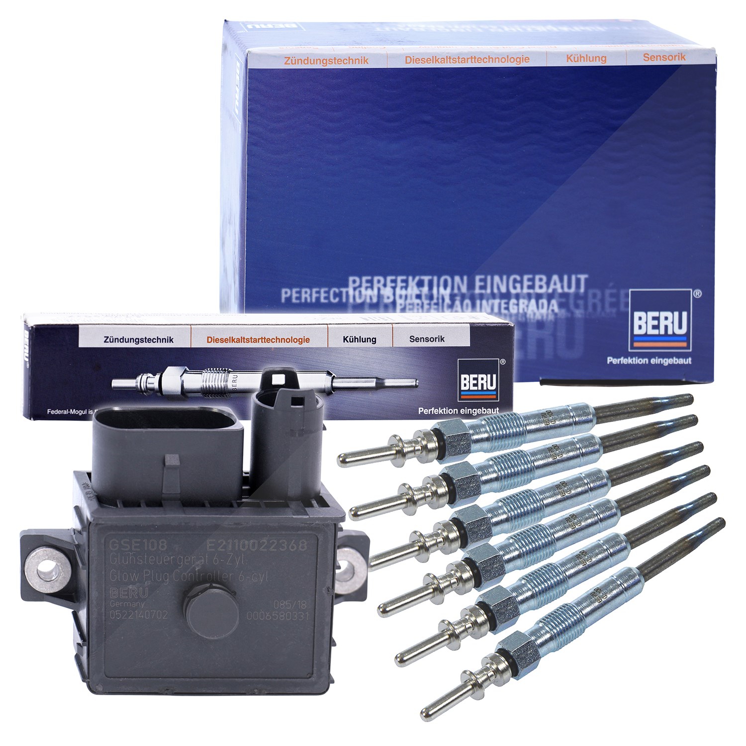 Beru Steuergerät, Glühzeit + 6x Glühkerzen [Hersteller-Nr. 31441313] für BMW