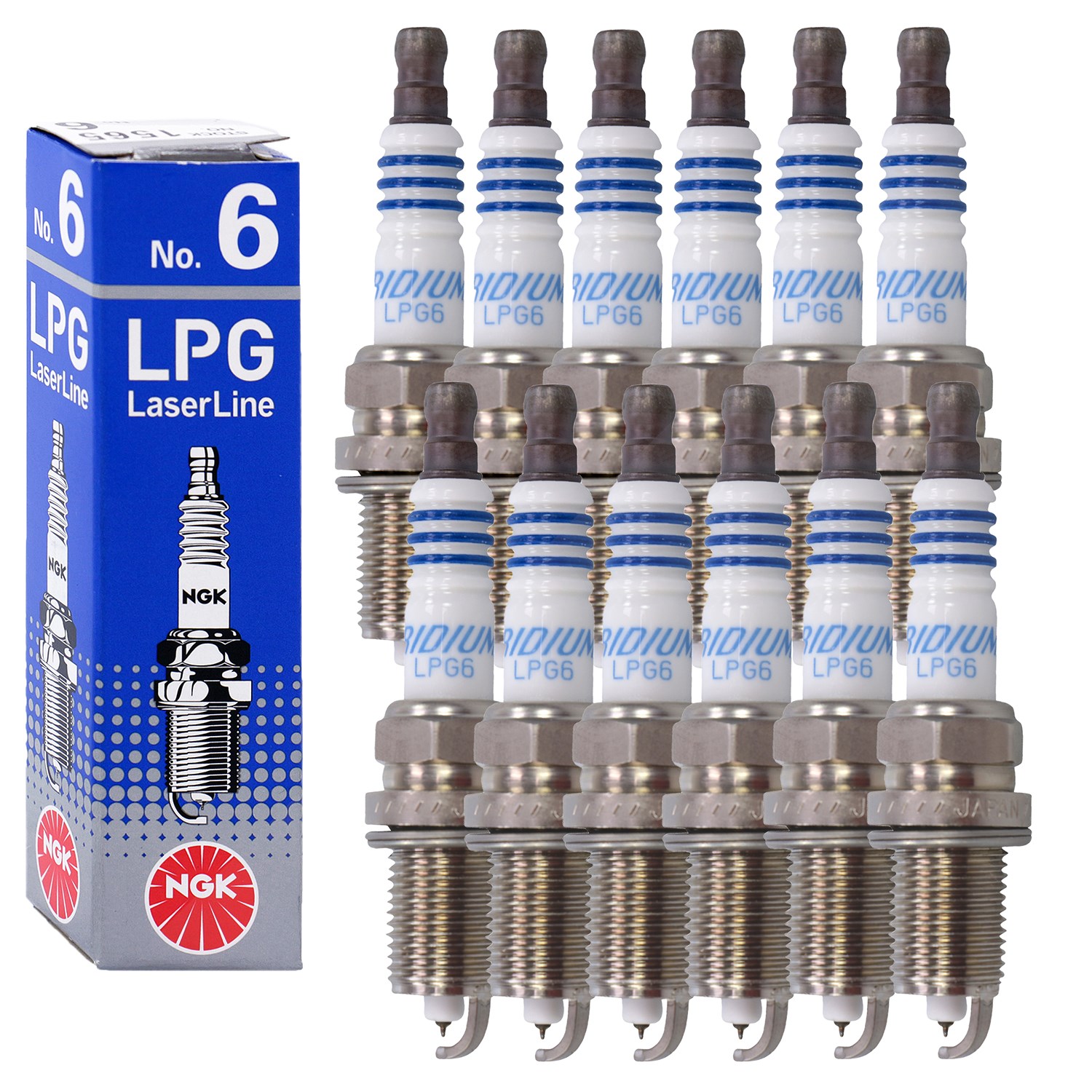 Ngk 12x Zündkerze LPG Laser Line 6 [Hersteller-Nr. 1565] für Honda, Ford Usa, Vauxhall, Audi, Opel, VW, Mazda, Seat, BMW