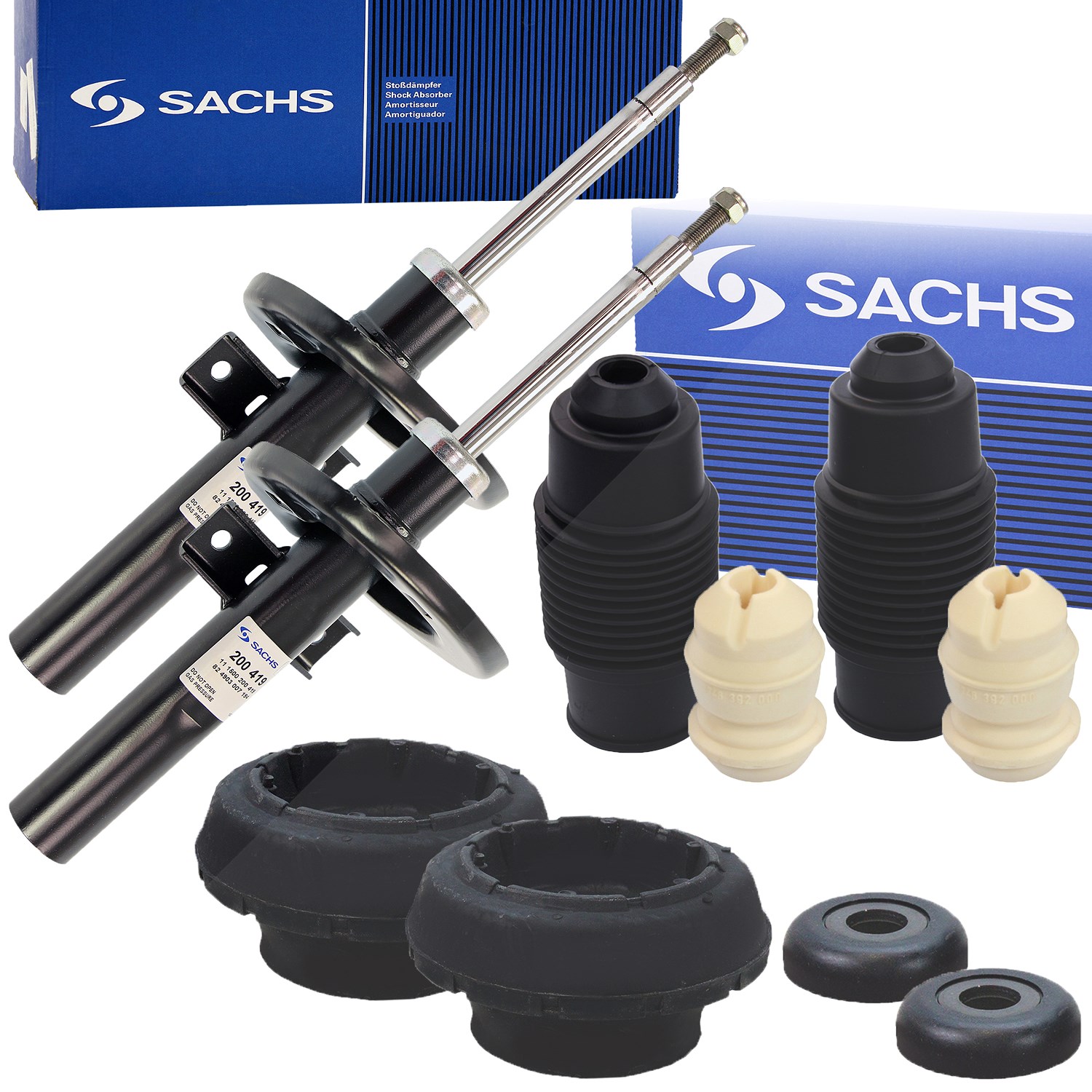 Sachs 2x Stoßdämpfer +Domlager +Staubschutz Vorderachse [Hersteller-Nr. 31497001] für Seat, Ford, VW