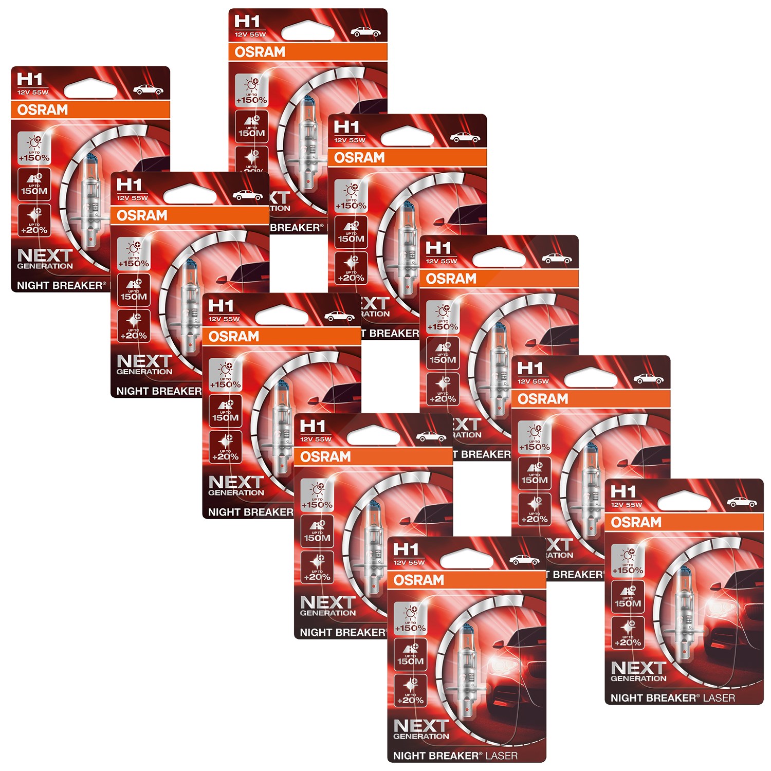 Osram 10x NIGHT BREAKER® LASER H1 Einzelblister [Hersteller-Nr. 64150NL-01B]