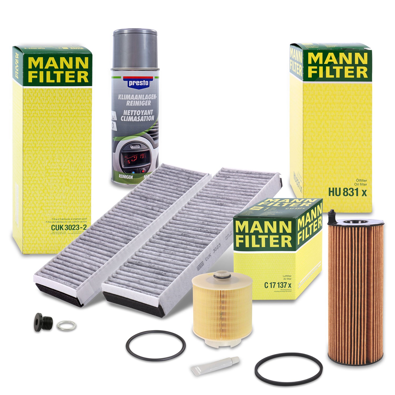 Mann-filter Inspektionspaket A+400ml Presto Klimareiniger [Hersteller-Nr. 10493169] für Audi