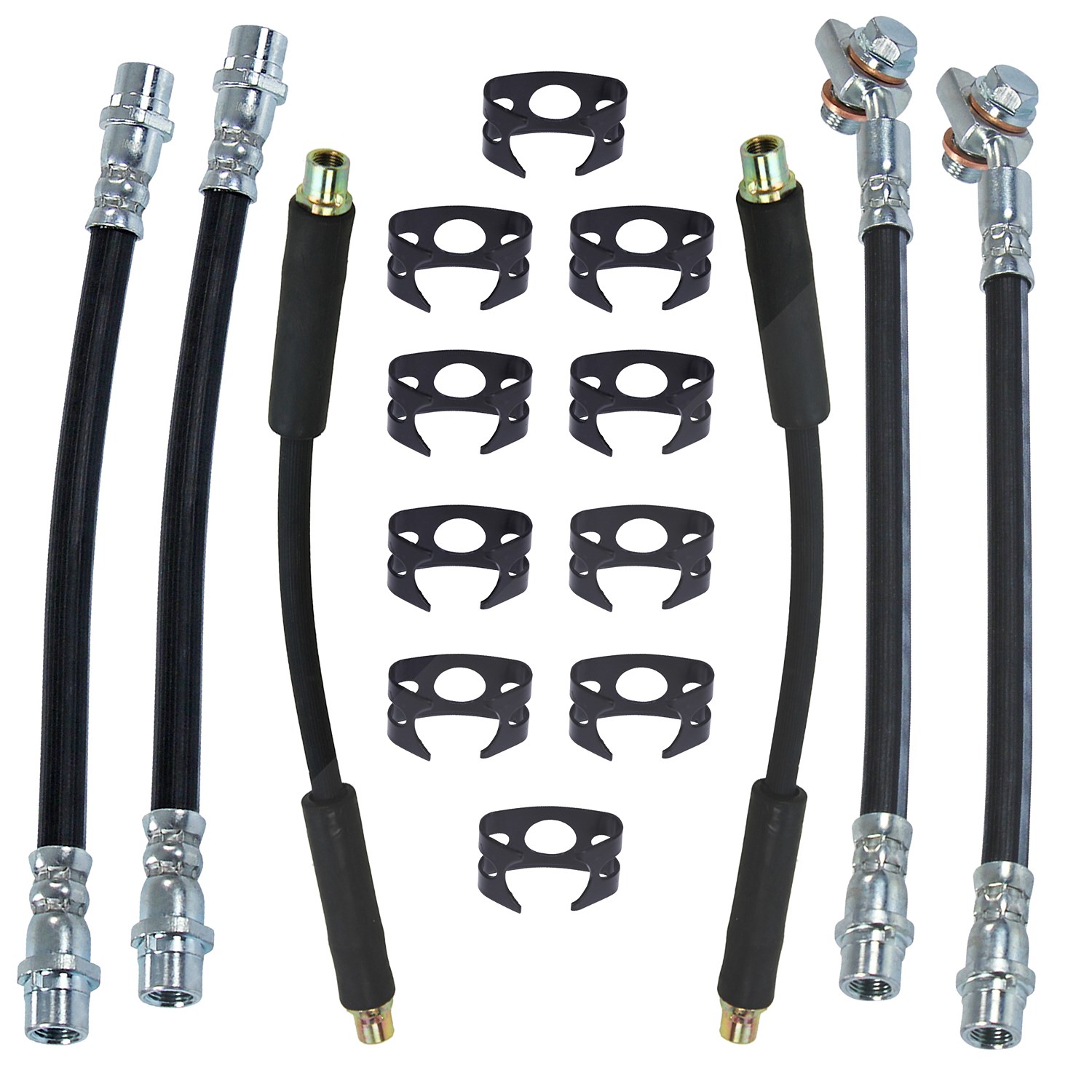 Bestprice 6x Bremsschlauch + Haltefeder vorne + hinten [Hersteller-Nr. 34004633] für Audi