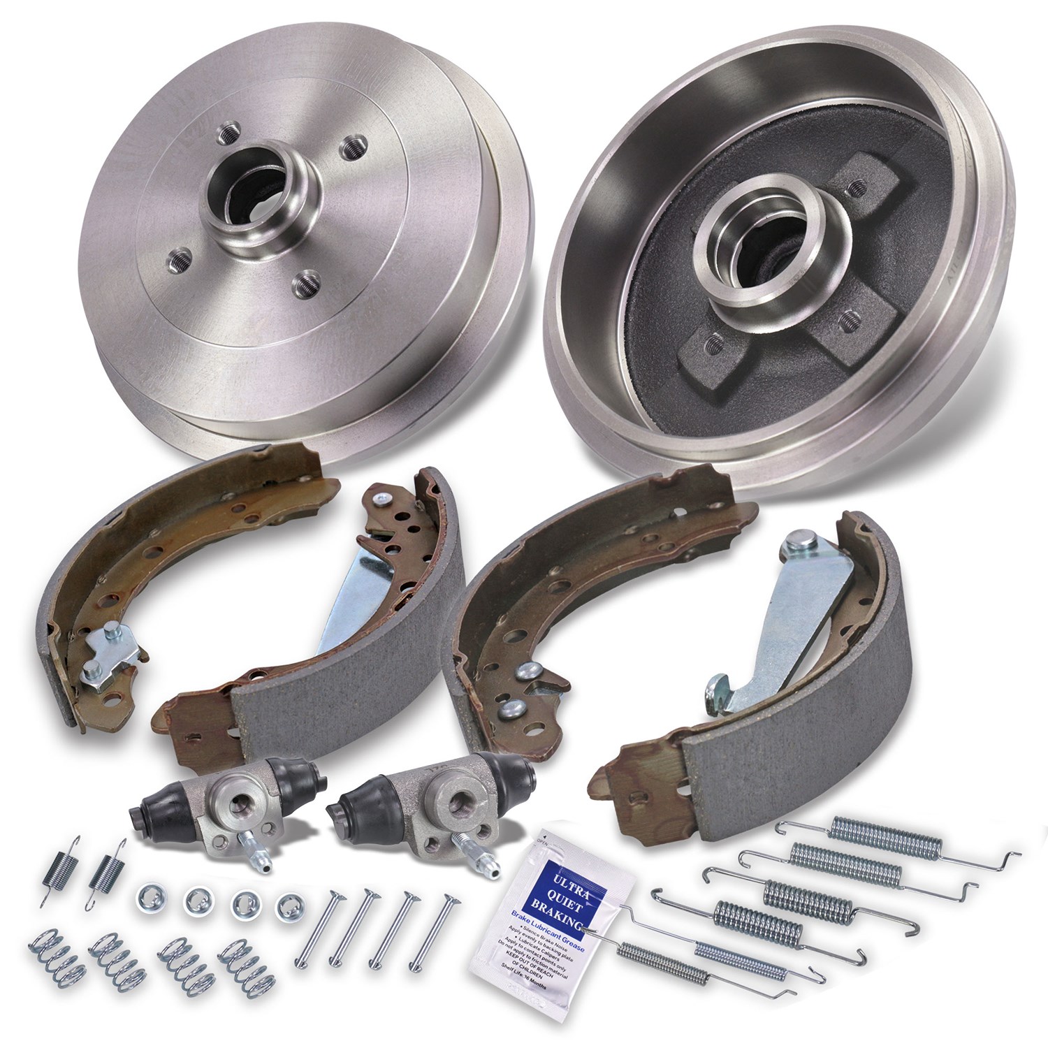 Bestprice 2x Bremstrommel+Backen+Zylinder+Zubehör [Hersteller-Nr. 10661366] für Seat, VW