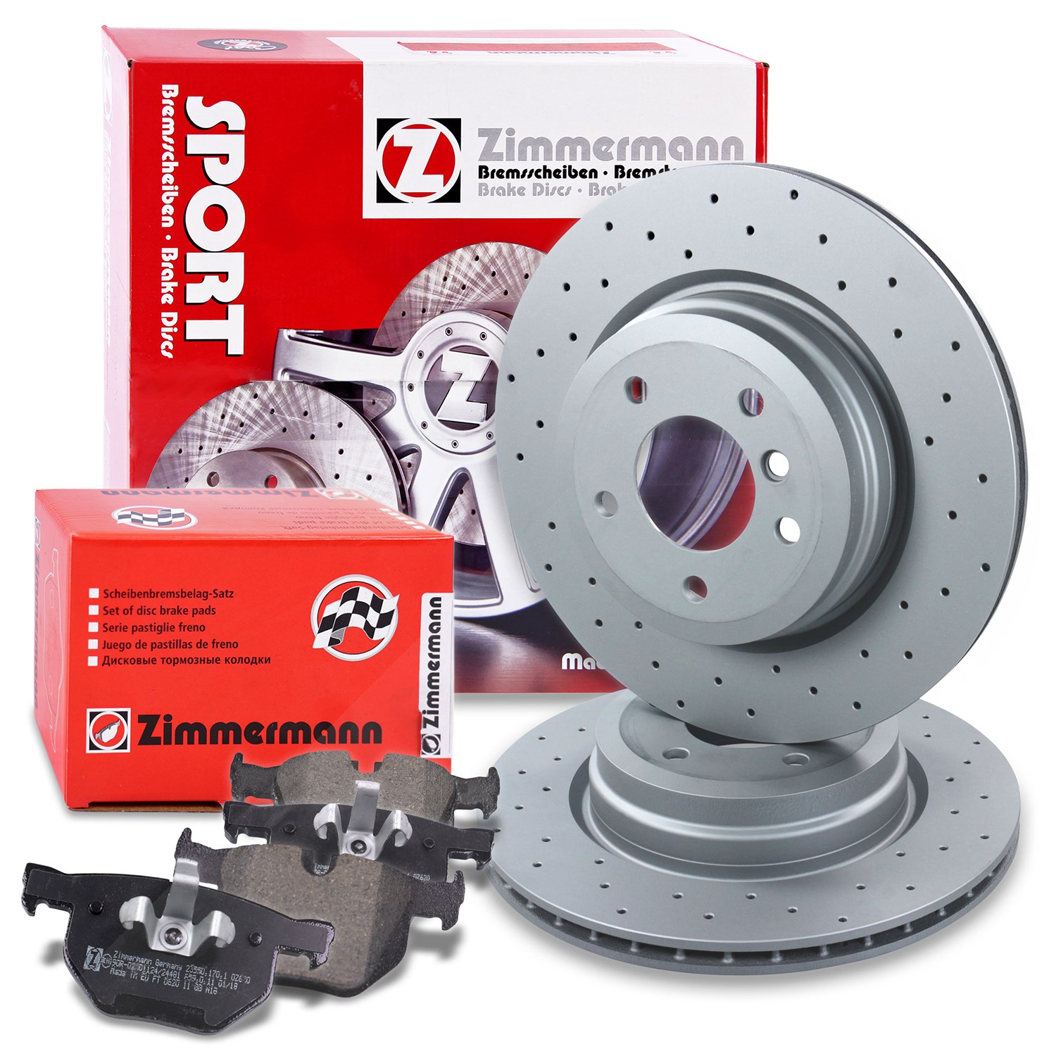Zimmermann SPORT-Scheiben + Beläge Hinten Belüftet [Hersteller-Nr. 10697837] für BMW