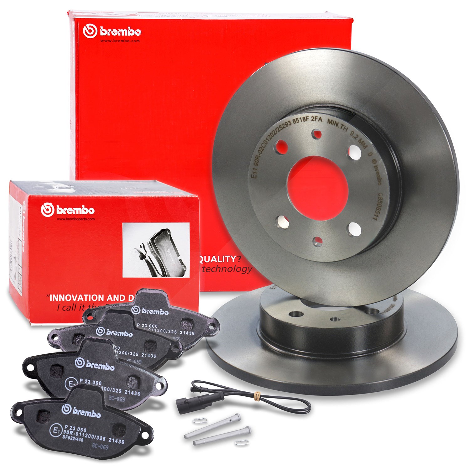 Brembo Coated Bremsscheiben + Bremsbeläge Vorne [Hersteller-Nr. 10697972] für Fiat, Lancia, Ford