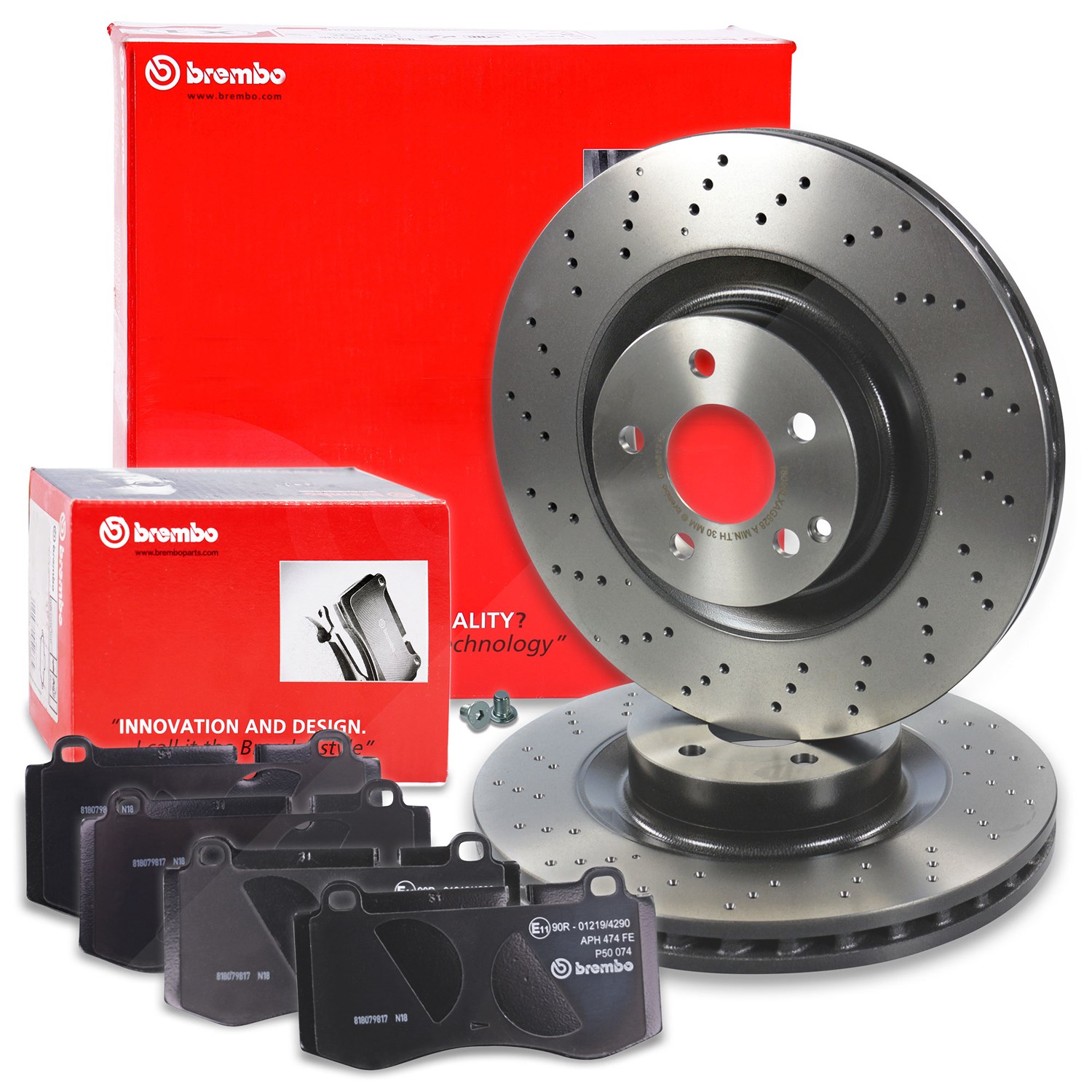 Brembo Bremsscheiben Coated+Beläge Vorne Gelocht [Hersteller-Nr. 10698775] für Mercedes-Benz