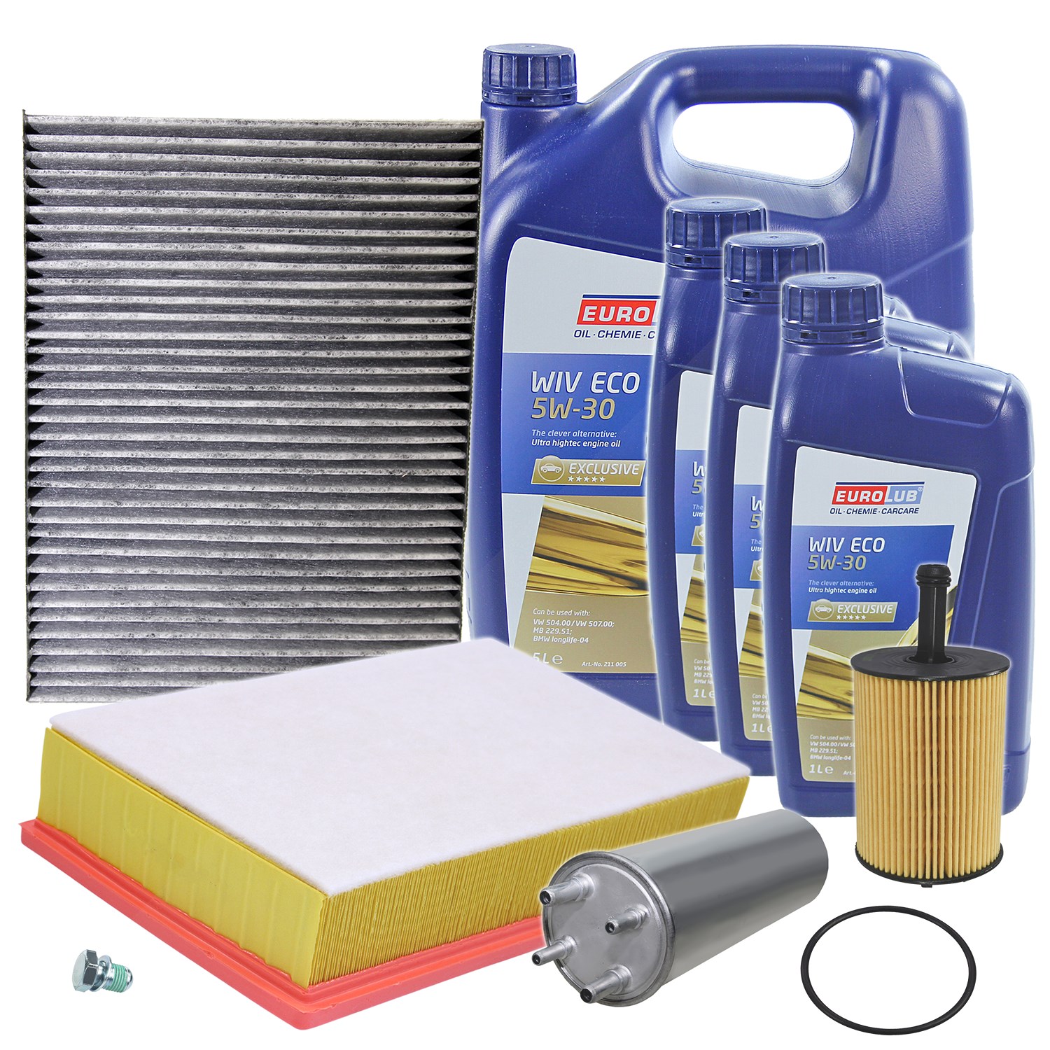 Bestprice Inspektionspaket Filtersatz SET B + 8l 5W-30 Motoröl [Hersteller-Nr. 10491155] für VW