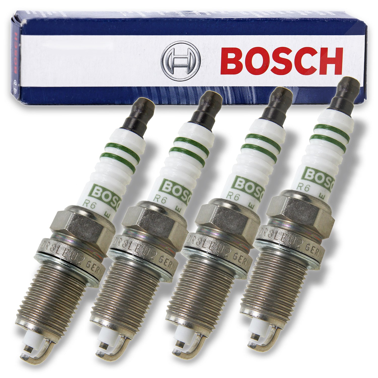 Bosch 4x Zündkerze FQR8LEU2 [Hersteller-Nr. 0242229699] für Alfa Romeo, Chevrolet, Fiat, Saab, Opel, Suzuki