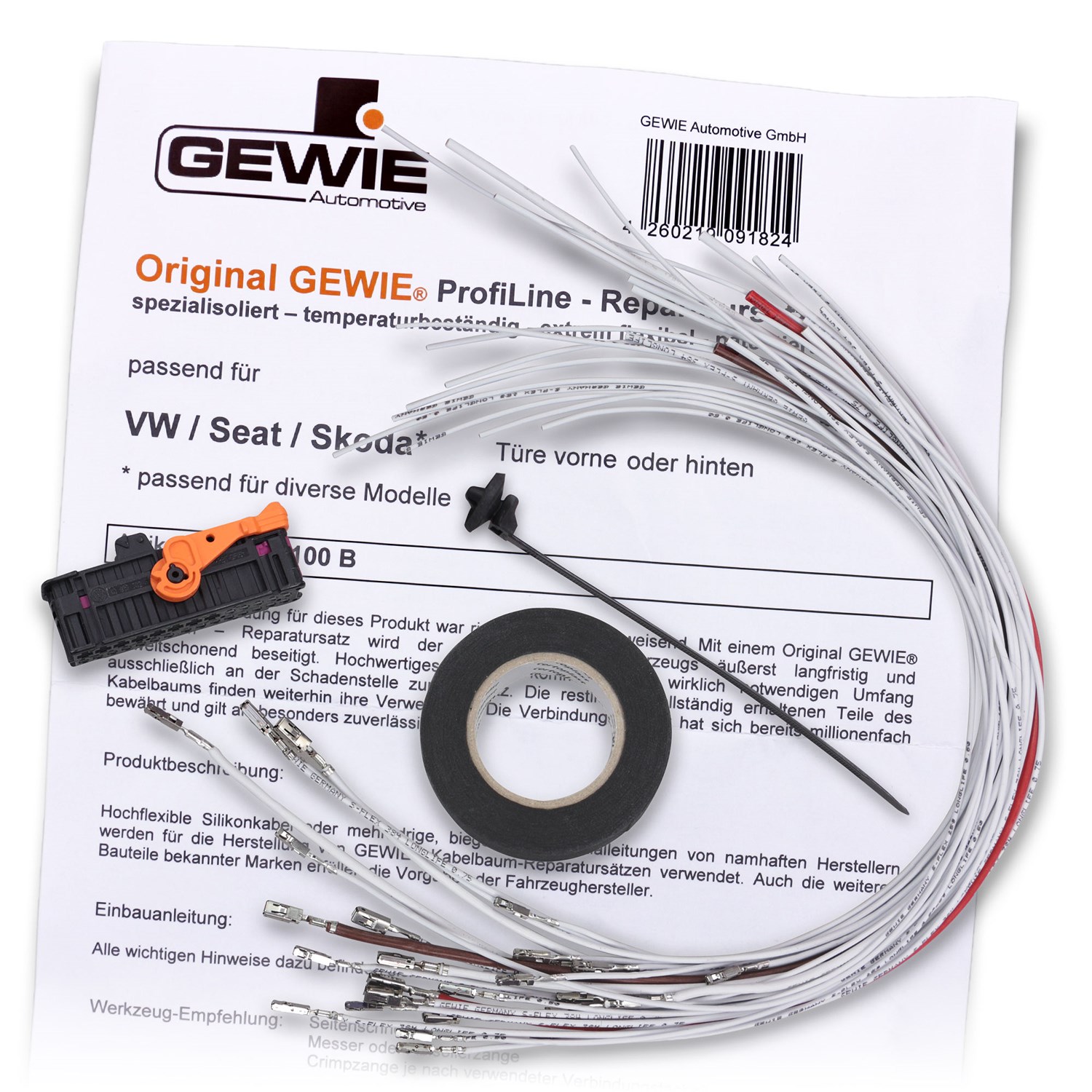 Gewie Rep.Satz, Kabelsatz Fahrzeugtür [Hersteller-Nr. 12100B] für Skoda, VW, Seat