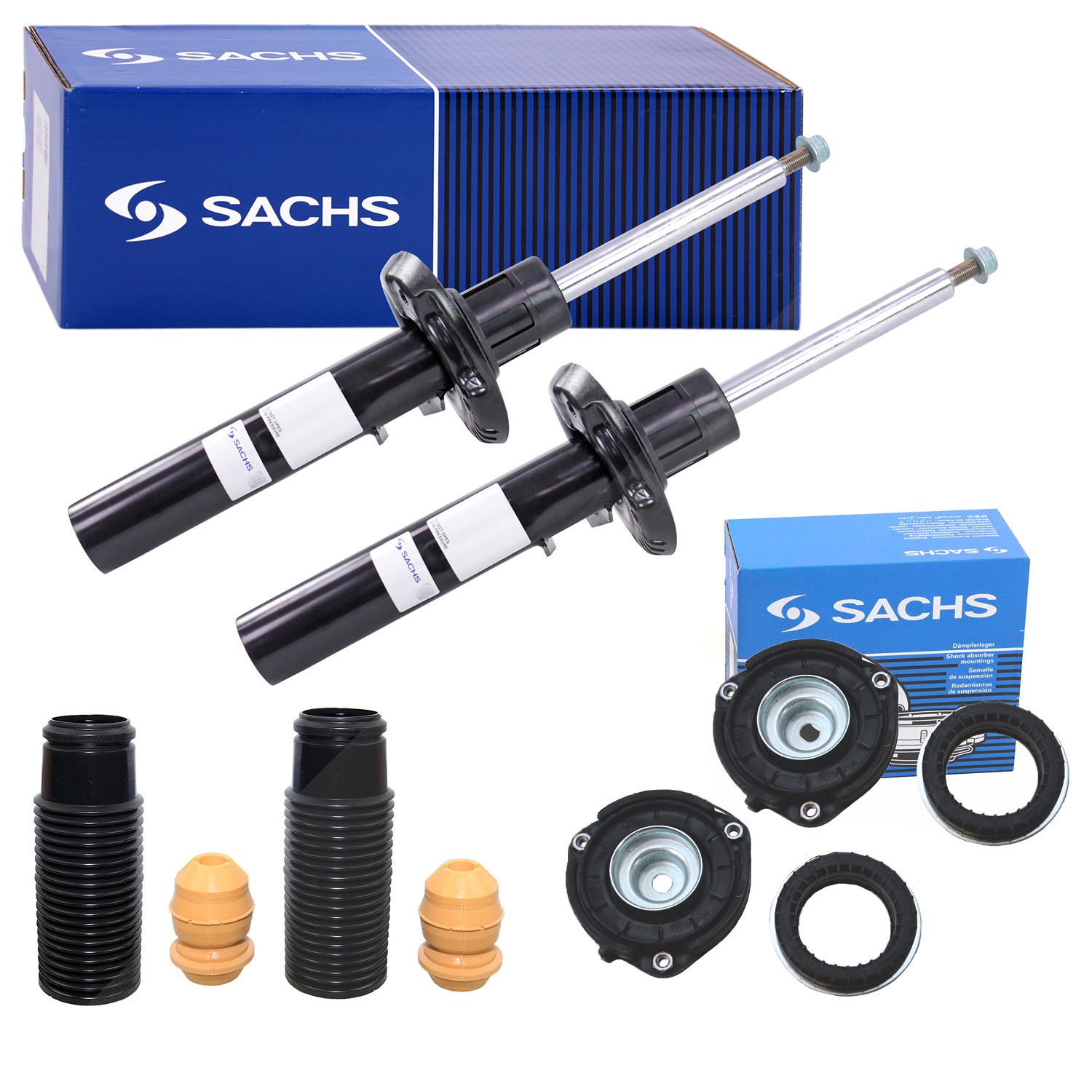 Sachs 2x Stoßdämpfer +Domlager +Staubschutz [Hersteller-Nr. 40022064] für Seat, VW, Skoda