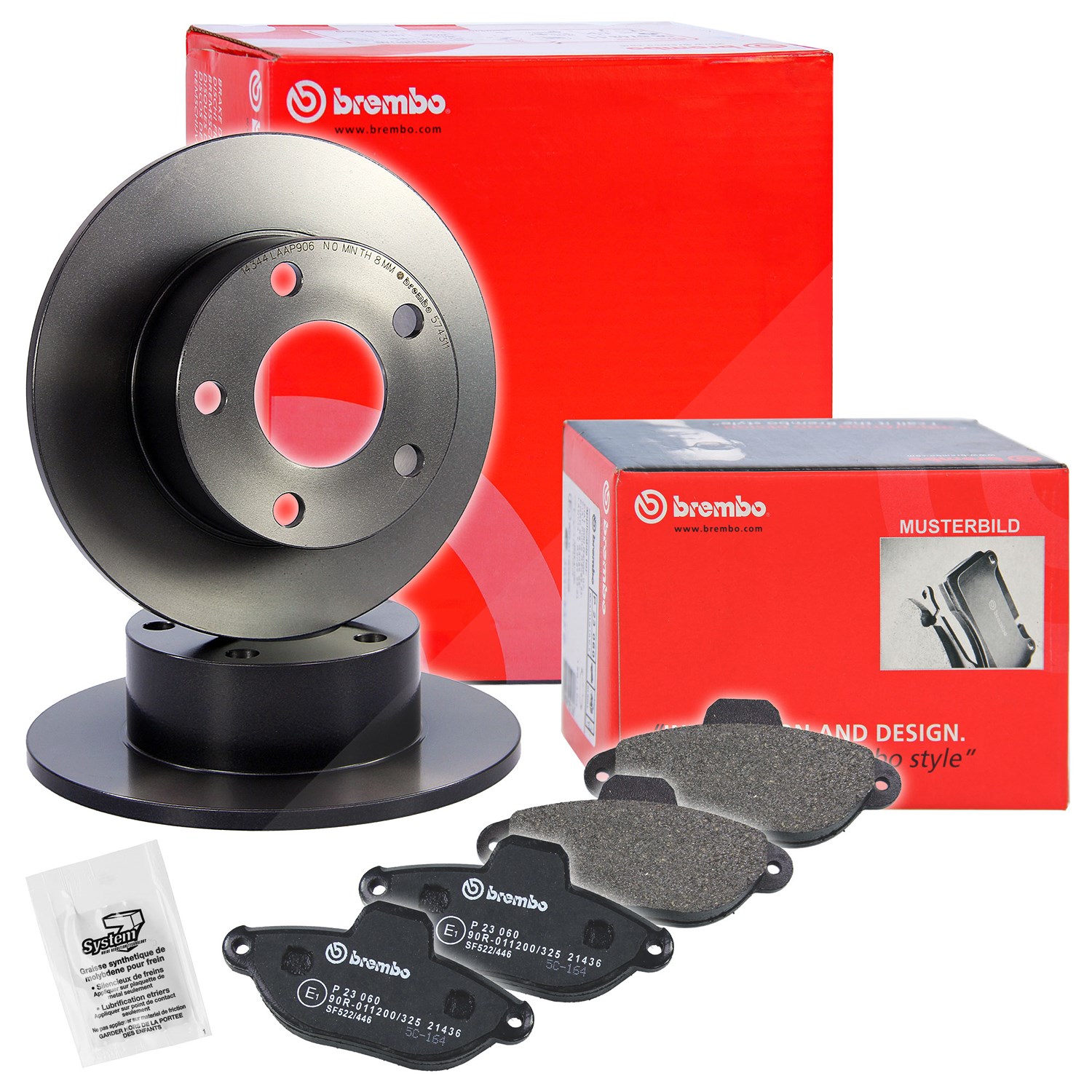 Brembo Bremsscheiben Coated+Beläge Hinten Voll [Hersteller-Nr. 10698764] für Mini