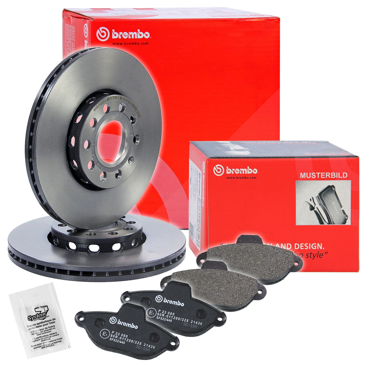 Brembo Coated Bremsscheiben + Bremsbeläge Vorderachse [Hersteller-Nr. 10697946] für Mazda, Ford