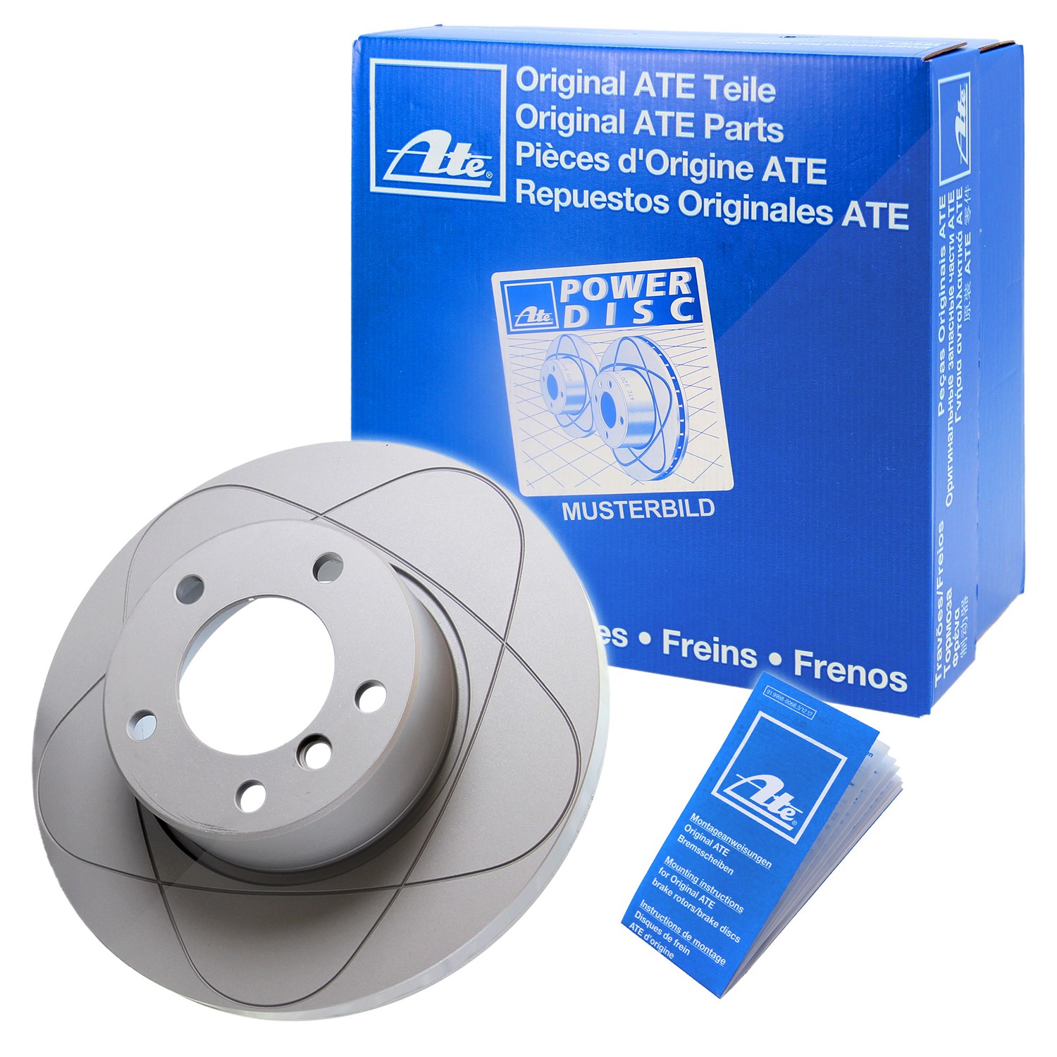 Ate Power Disc Bremsscheibe Hinterachse Voll [Hersteller-Nr. 24.0312-0166.1] für Seat, Audi