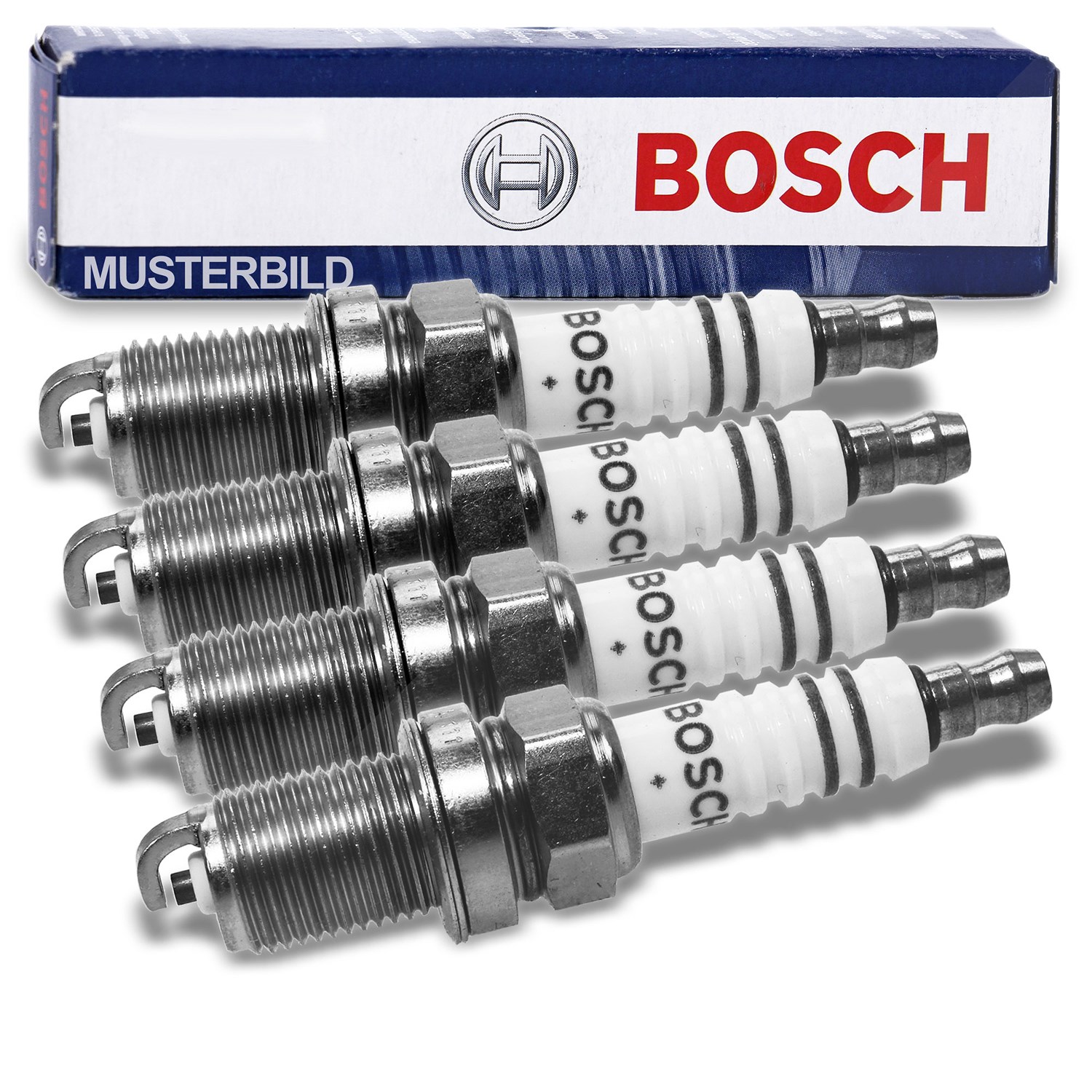 Bosch 4x Zündkerze Doppelplatin FR7KPP33+ [Hersteller-Nr. 0242236564] für VW, Skoda, Bentley, Saab, Audi, Seat, Opel
