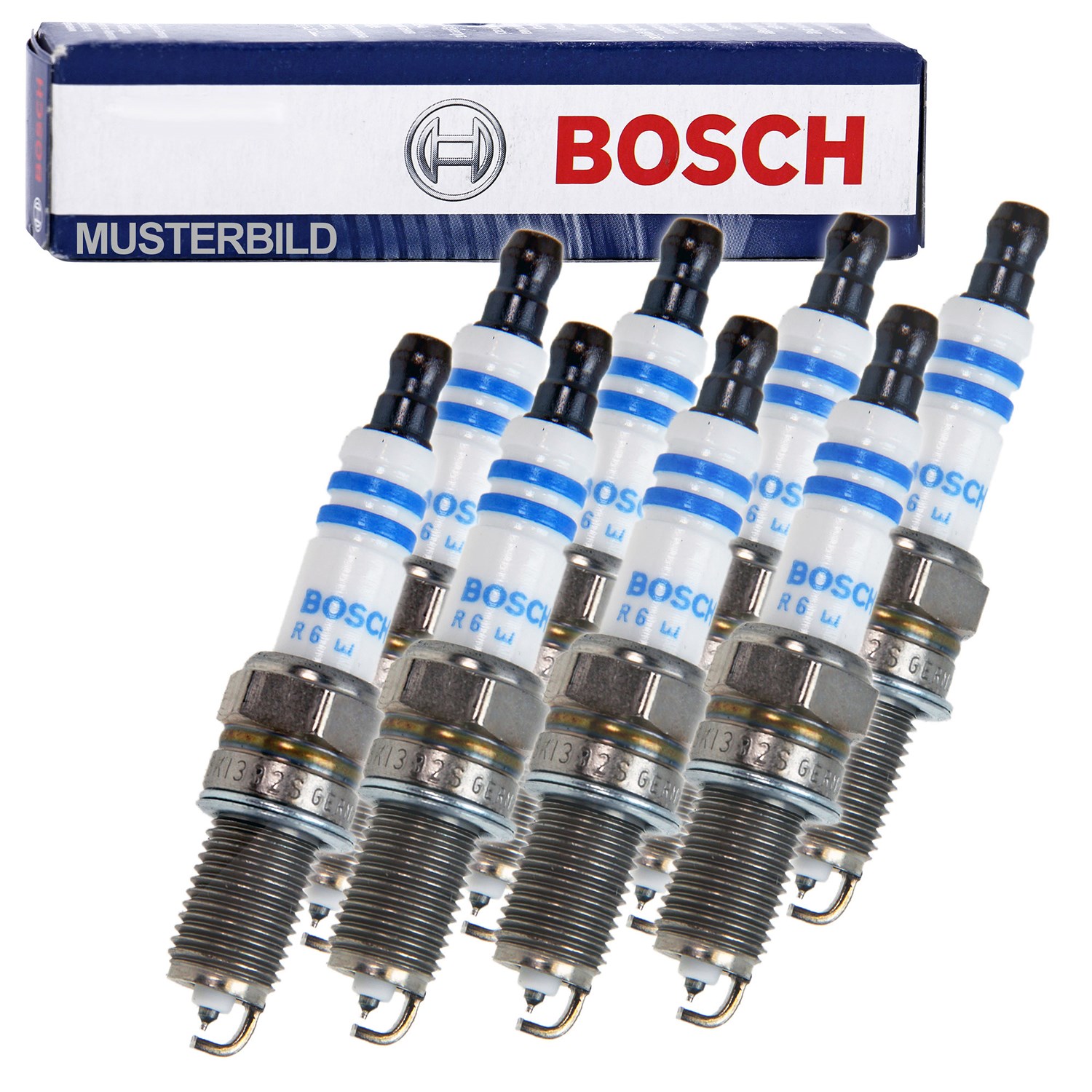 Bosch 8x Zündkerze Platin-Iridium [Hersteller-Nr. 0242240653] für Peugeot, Daihatsu, Hobbycar, Subaru, Dacia, Renault, Nissan, Rover, Jaguar, Mitsubis