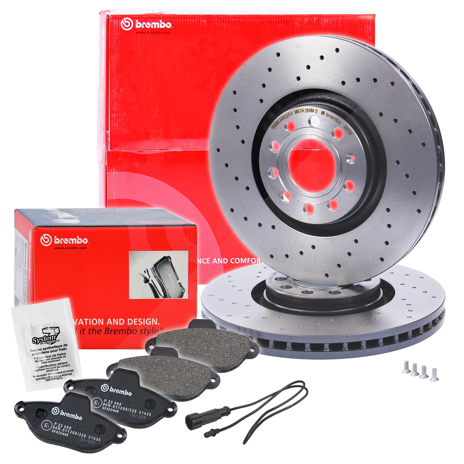Brembo Bremsscheiben Coated+Bremsbeläge+VWK Vorne [Hersteller-Nr. 10698366] für Audi