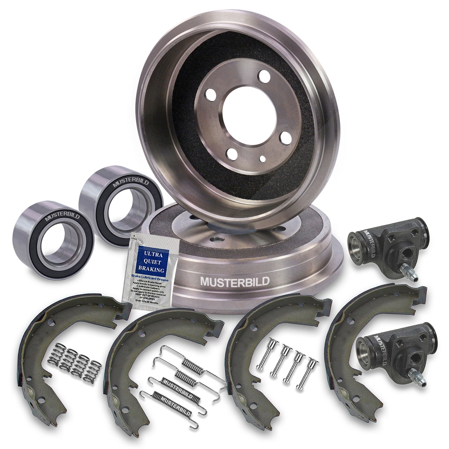 Bestprice 2x Bremstrommel + Backen+ABS-Ring Hinten [Hersteller-Nr. 10604424] für Seat, VW