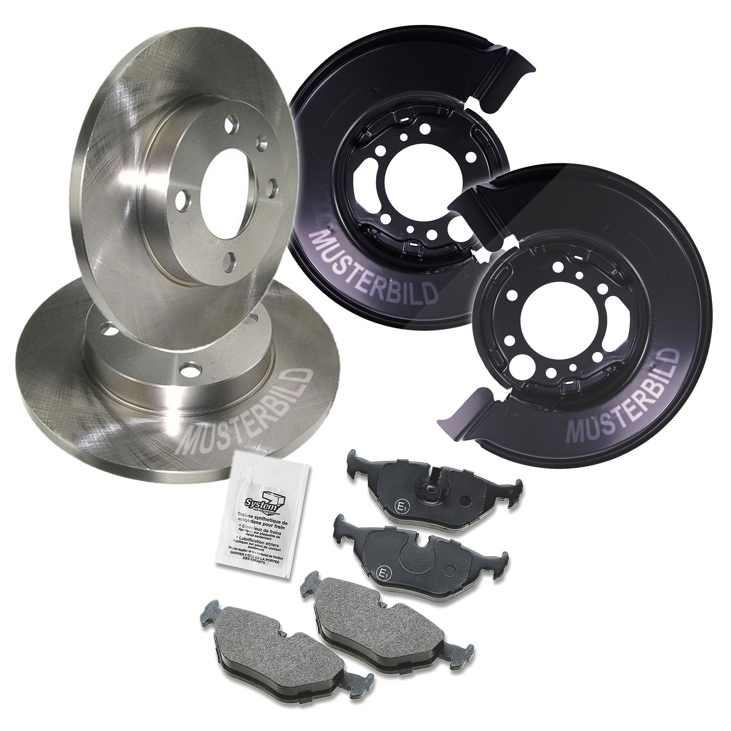 Bestprice Komplettset Bremsscheiben+Bremsbeläge Hinten [Hersteller-Nr. 31422455] für Mercedes-Benz, VW