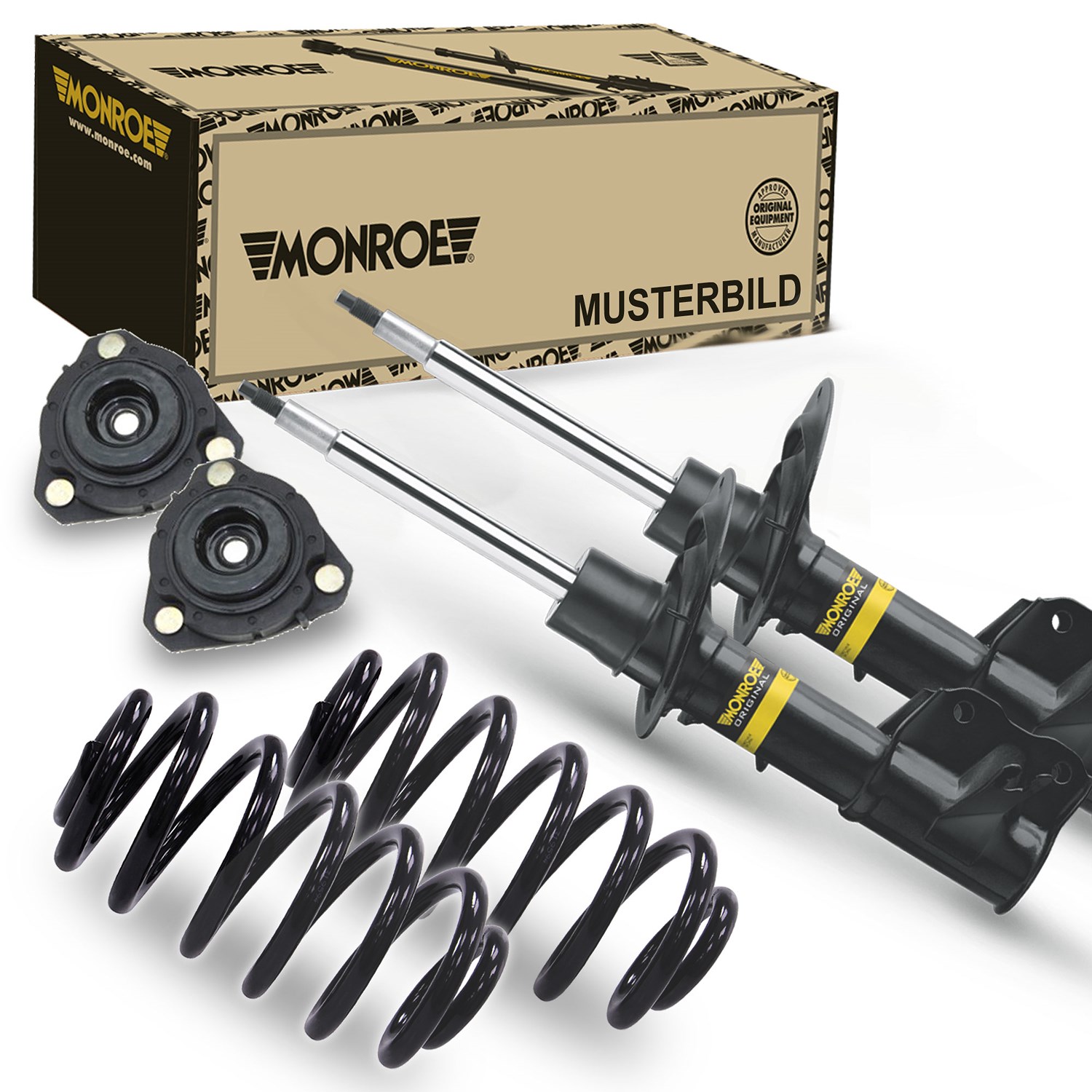 Monroe 2x Stoßdämpfer+Federn+Domlager hinten [Hersteller-Nr. 31274931] für Audi