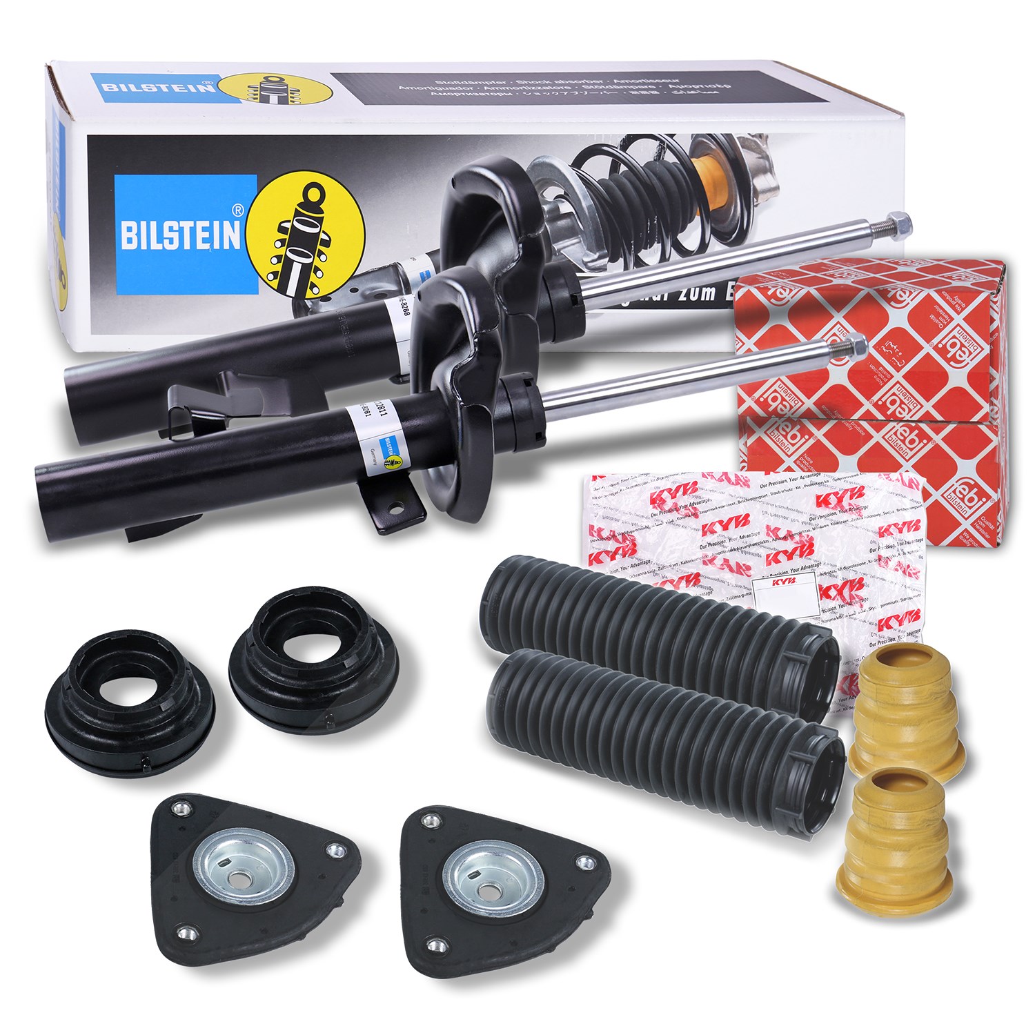 Bilstein 2x Stoßdämpfer +Domlager +Staubschutz Vorderachse [Hersteller-Nr. 40180629] für Mazda, Ford, Volvo