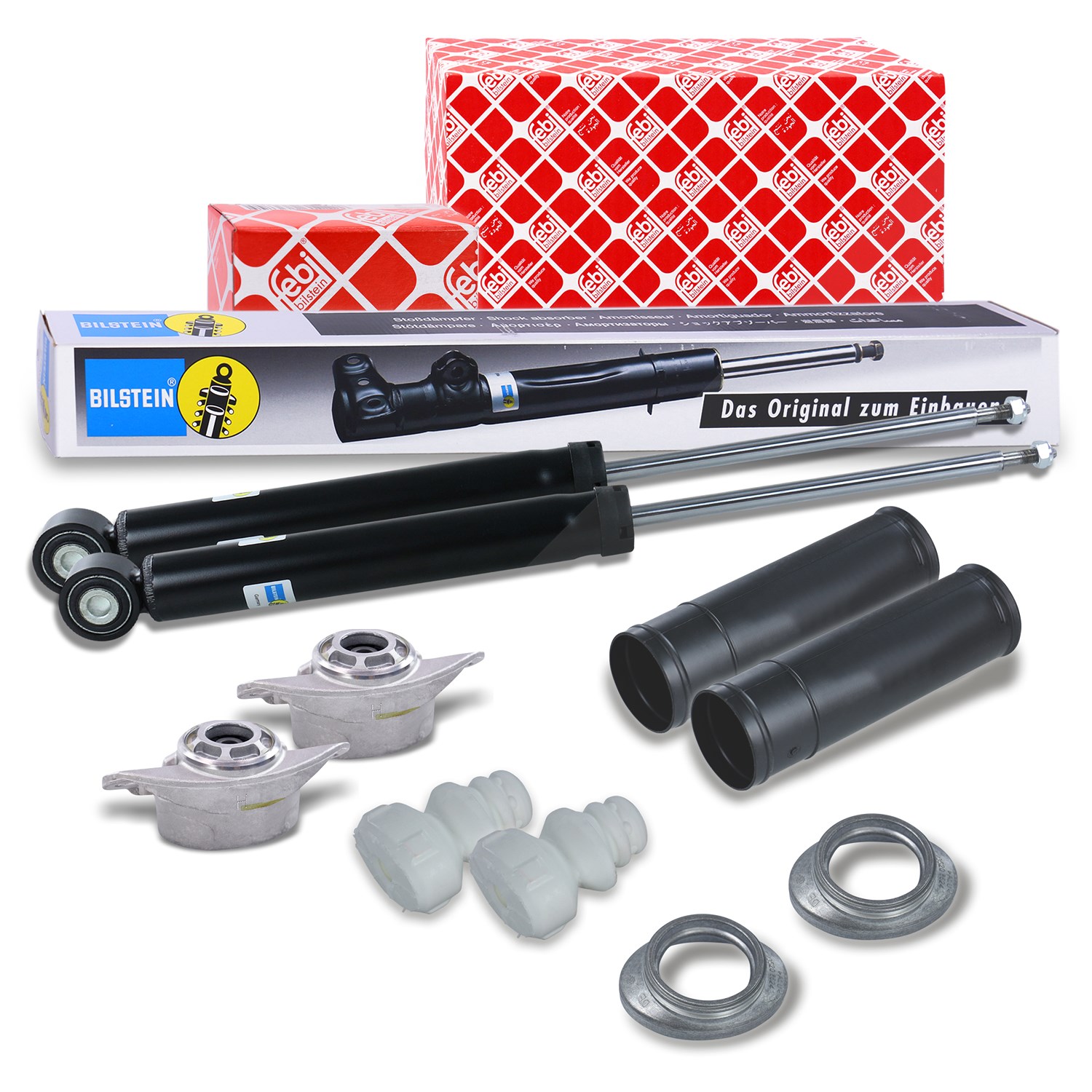 Bilstein 2x Stoßdämpfer +Domlager +Staubschutz Hinterachse [Hersteller-Nr. 40022139] für Audi