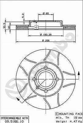Brembo Bremsscheibe [Hersteller-Nr. 09.5166.75] für Seat, VW