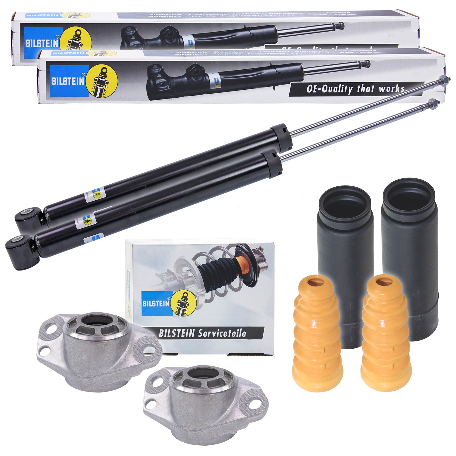 Bilstein 2x Stoßdämpfer +Domlager +Staubschutz Hinterachse [Hersteller-Nr. 40197364] für VW, Skoda