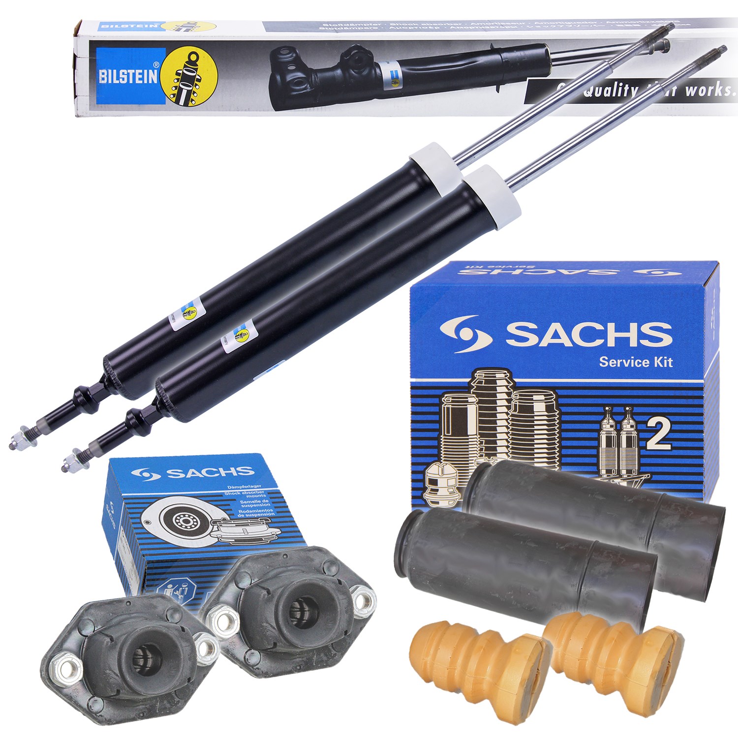 Bilstein 2x Stoßdämpfer +Domlager +Staubschutz Hinterachse [Hersteller-Nr. 40197371] für BMW