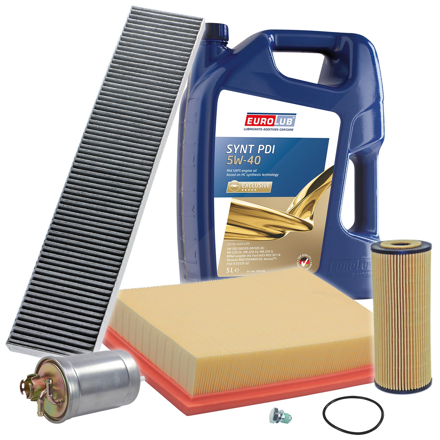 Bestprice Inspektionspaket Filtersatz SET B + 5l ÖL [Hersteller-Nr. 40197450] für VW, Ford, Seat