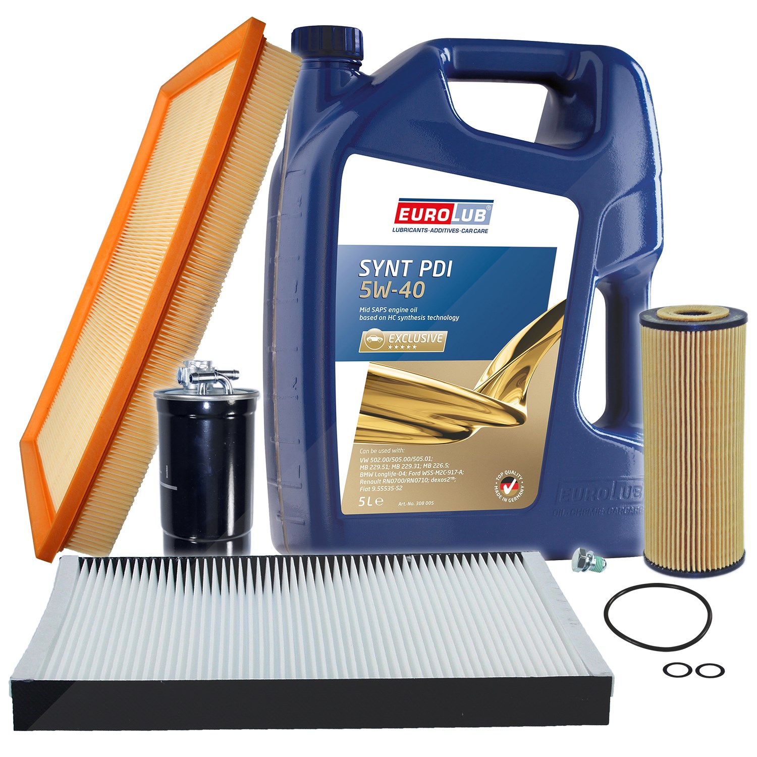 Bestprice Inspektionspaket Filtersatz SET B + 5l ÖL [Hersteller-Nr. 40197462] für Seat, Audi, Skoda