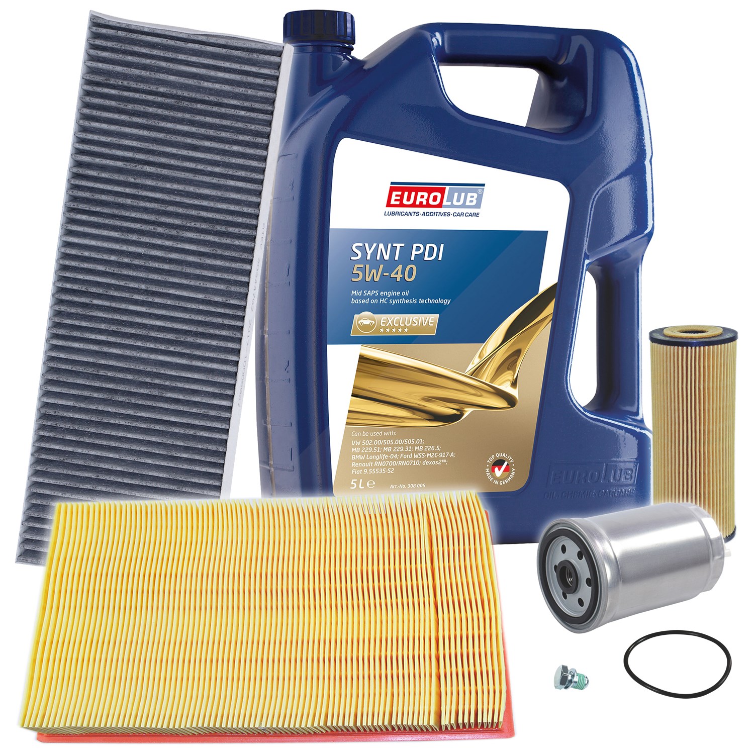Bestprice Inspektionspaket Filtersatz SET B + 5l ÖL [Hersteller-Nr. 40197466] für Audi, VW