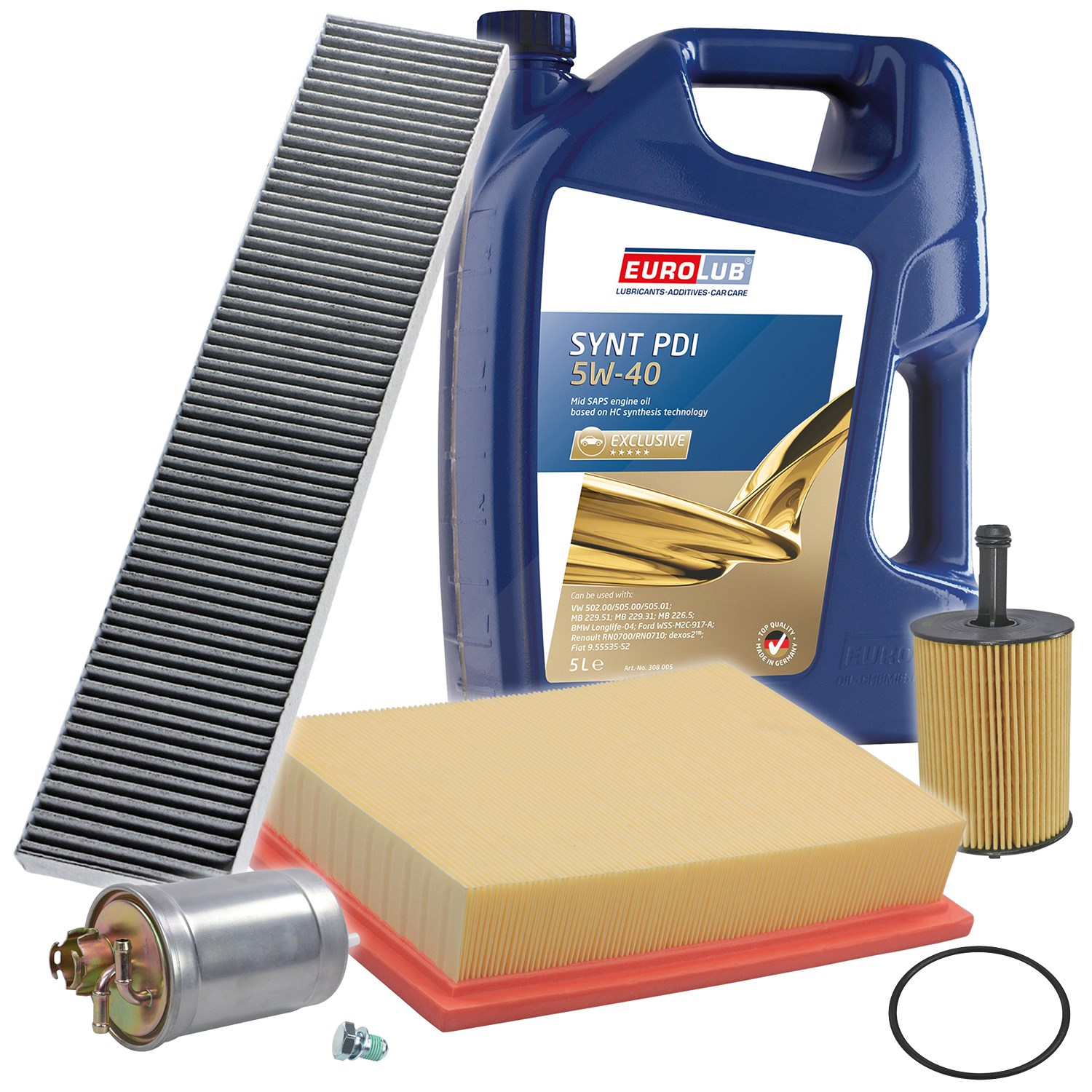 Bestprice Inspektionspaket Filtersatz SET B + 5l ÖL [Hersteller-Nr. 40197470] für Ford, VW, Seat