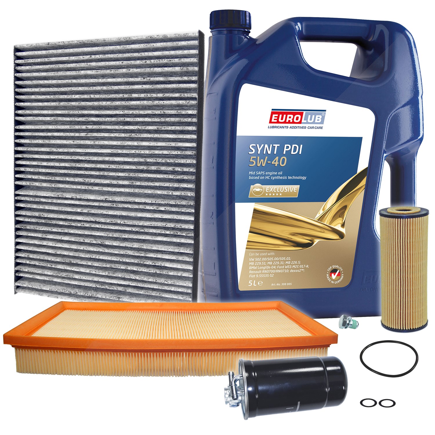 Bestprice Inspektionspaket Filtersatz SET B + 5l ÖL [Hersteller-Nr. 40197474] für Audi, Skoda, Seat