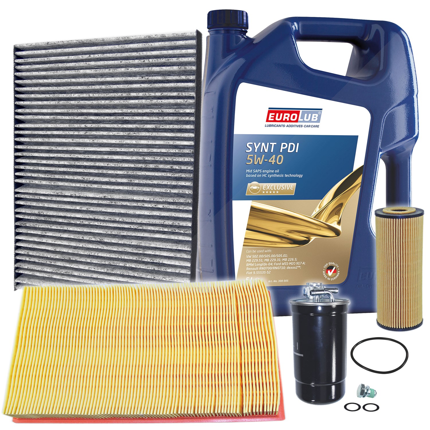 Bestprice Inspektionspaket Filtersatz SET B + 5l ÖL [Hersteller-Nr. 40197480] für VW, Skoda